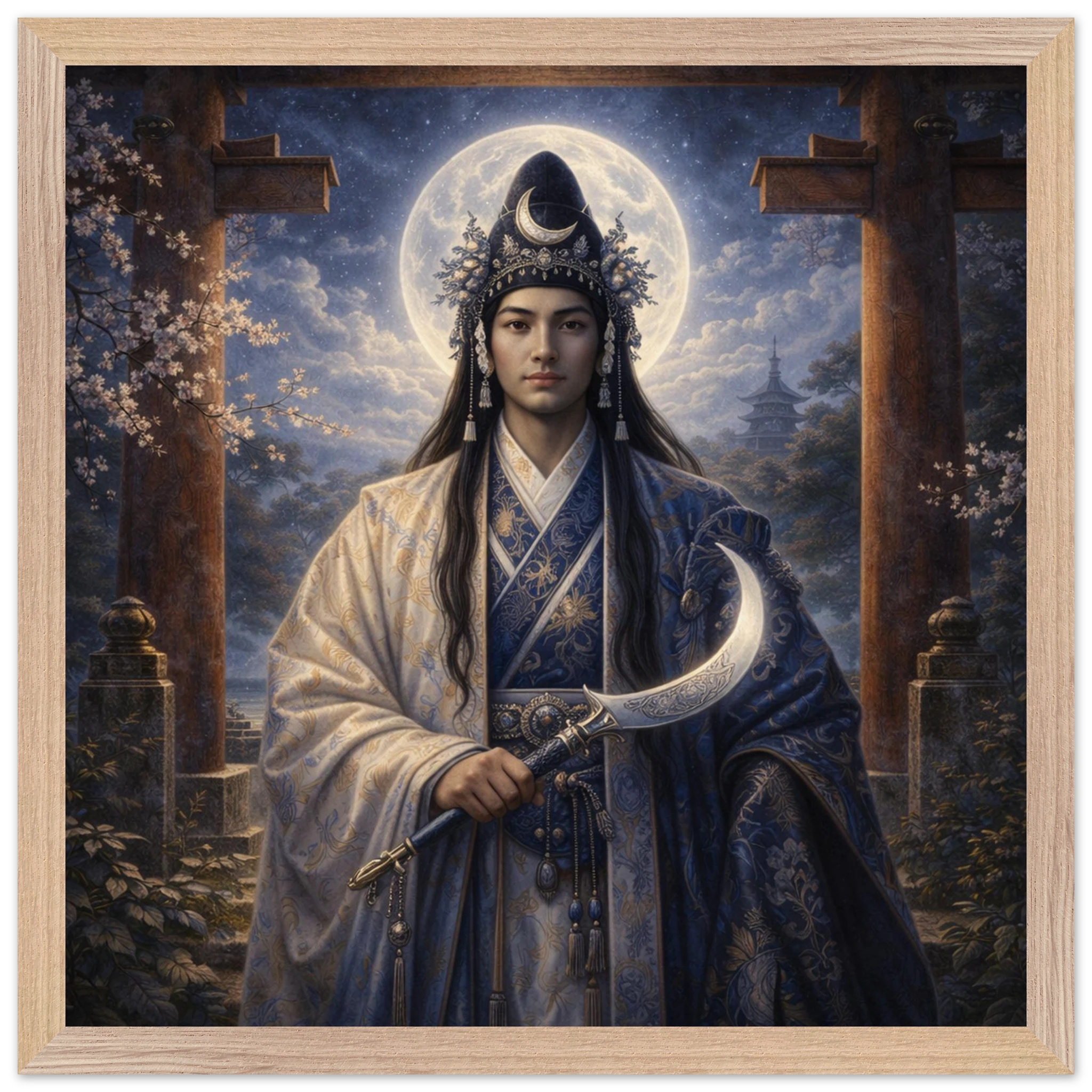Tsukiyomi – Mythologie Fine Art Print mit Rahmen | babasan