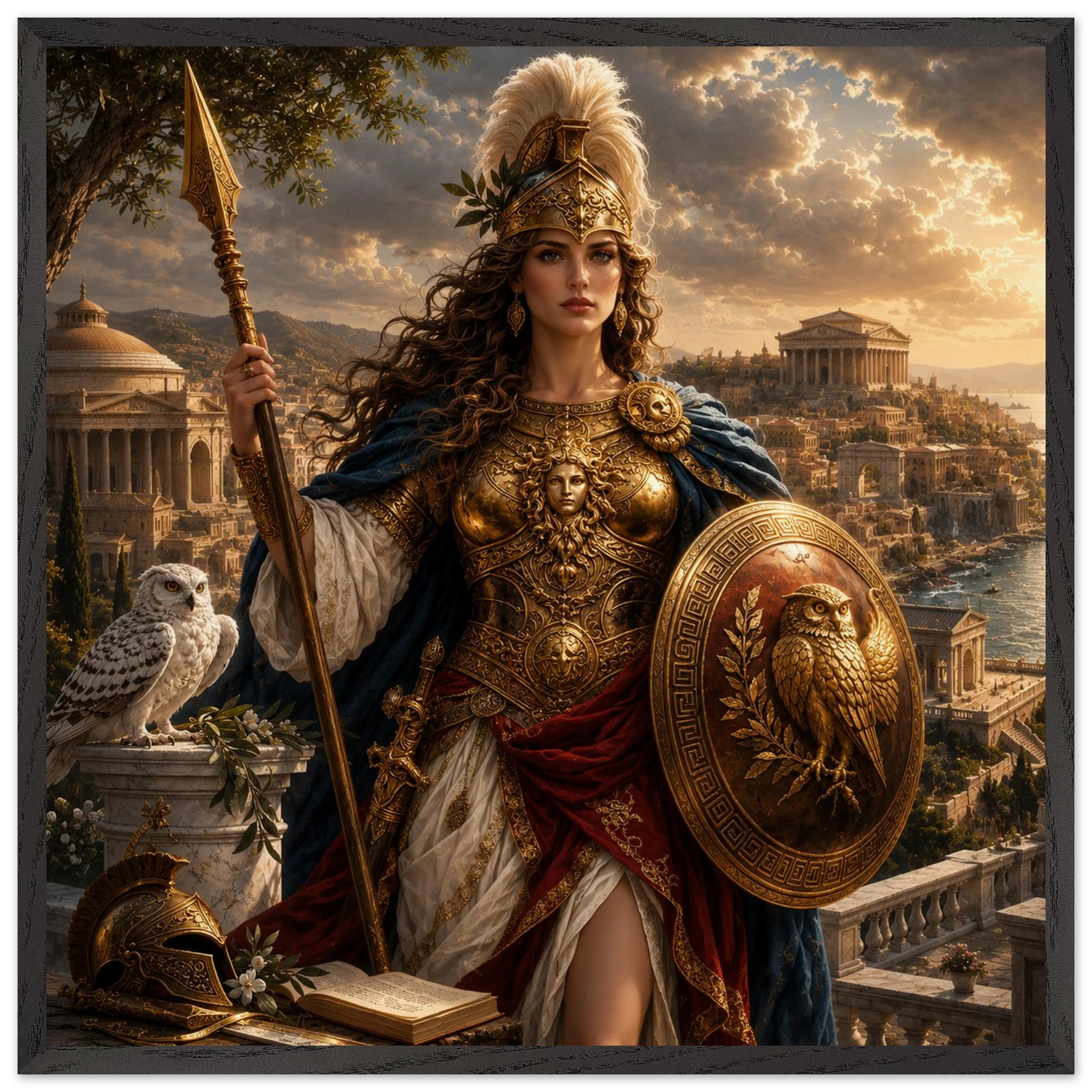 Minerva – Mythologie Fine Art Print mit Rahmen | babasan