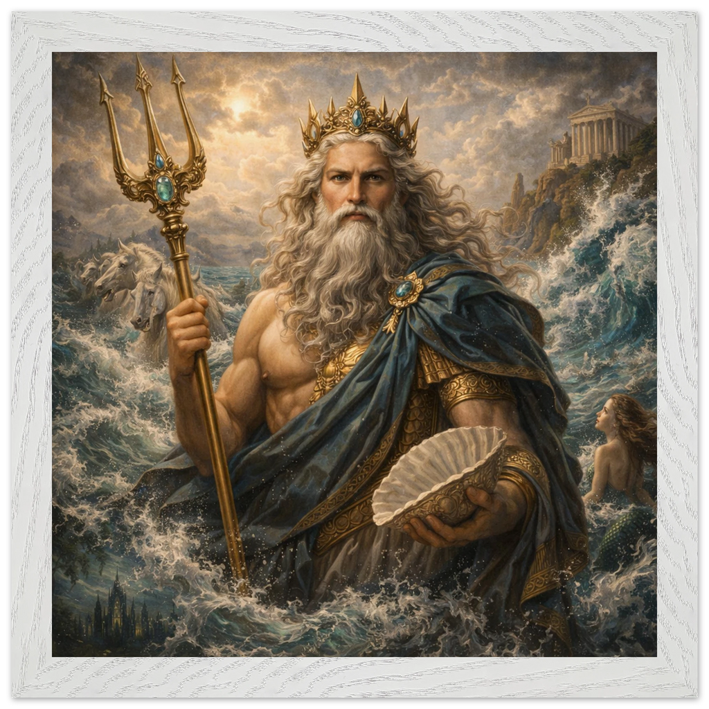 Neptun – Mythologie Fine Art Print mit Rahmen | babasan