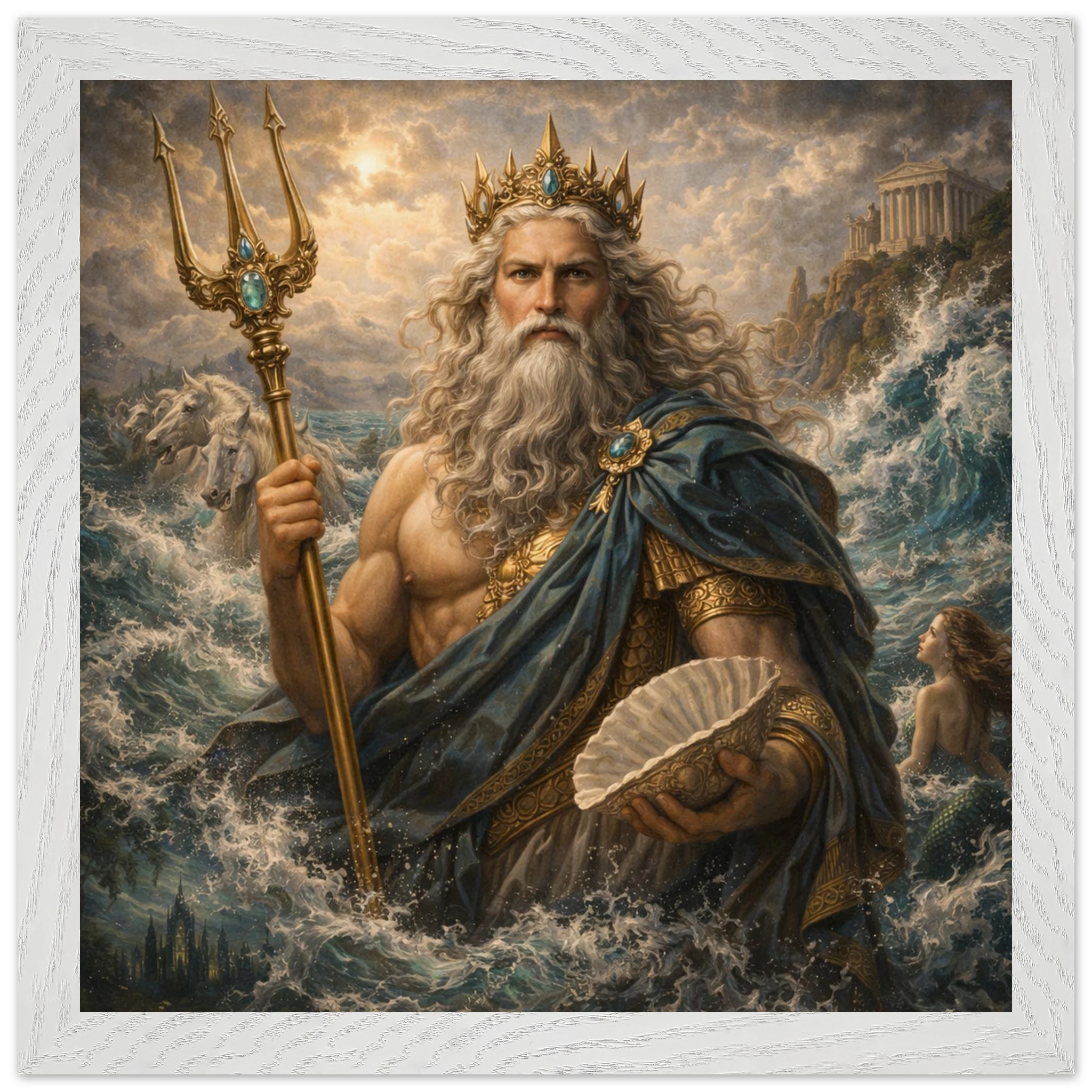 Neptun – Mythologie Fine Art Print mit Rahmen | babasan
