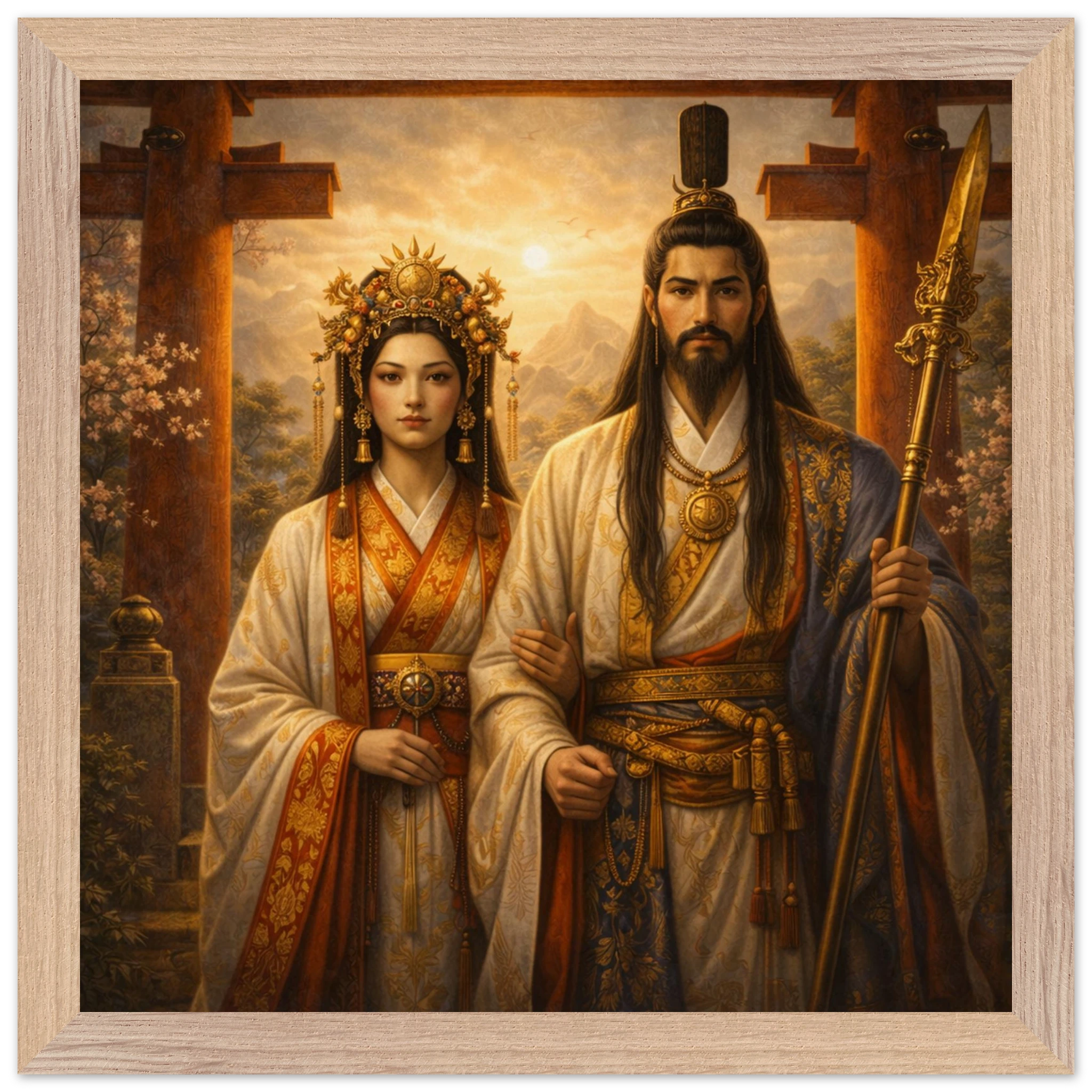 Izanagi Izanami – Mythologie Fine Art Print mit Rahmen | babasan