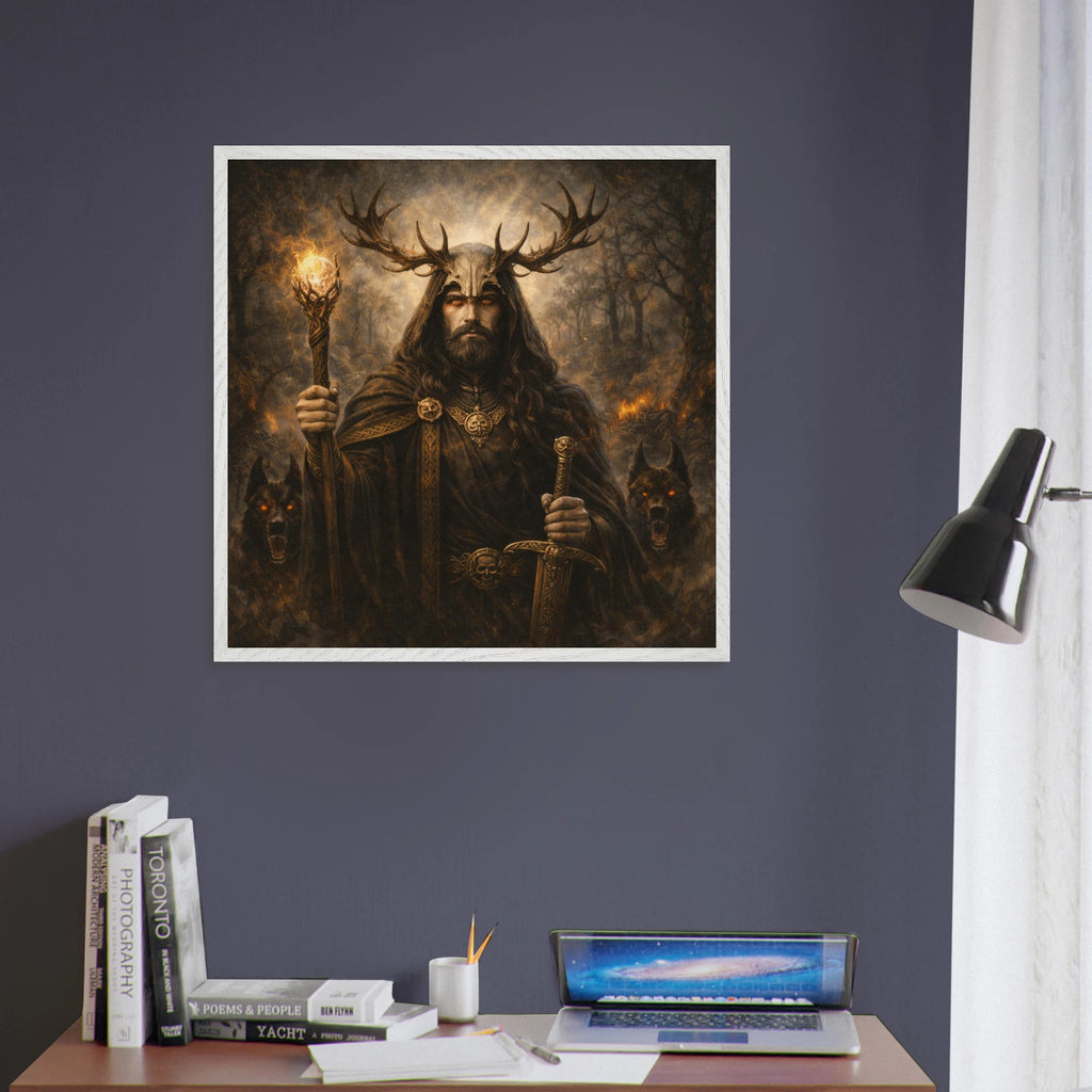 Arawn – Mythologie Fine Art Print mit Rahmen | babasan