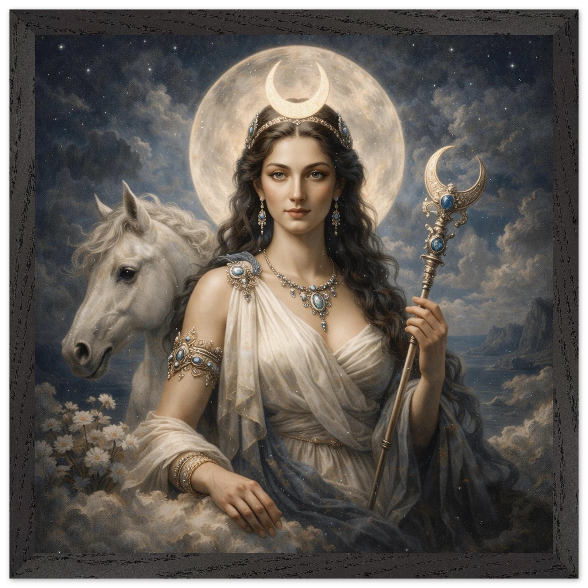 Luna – Mythologie Fine Art Print mit Rahmen | babasan