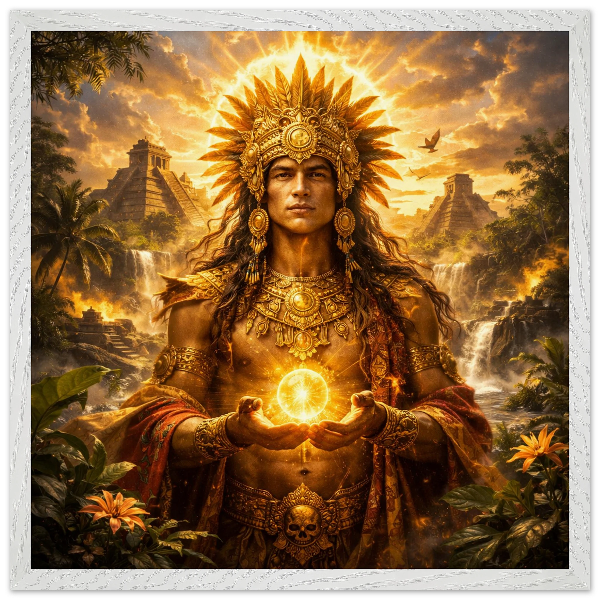 Kinich Ahau – Mythologie Fine Art Print mit Rahmen | babasan
