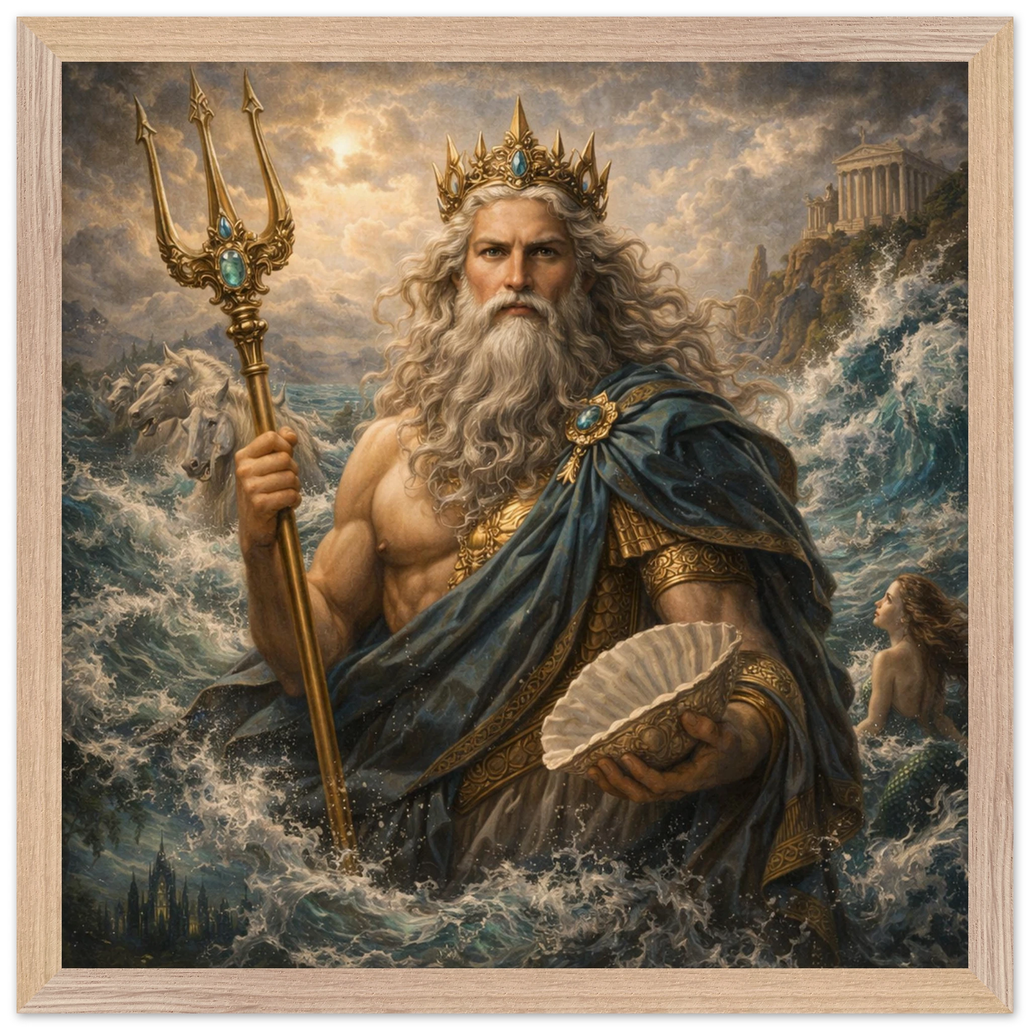 Neptun – Mythologie Fine Art Print mit Rahmen | babasan