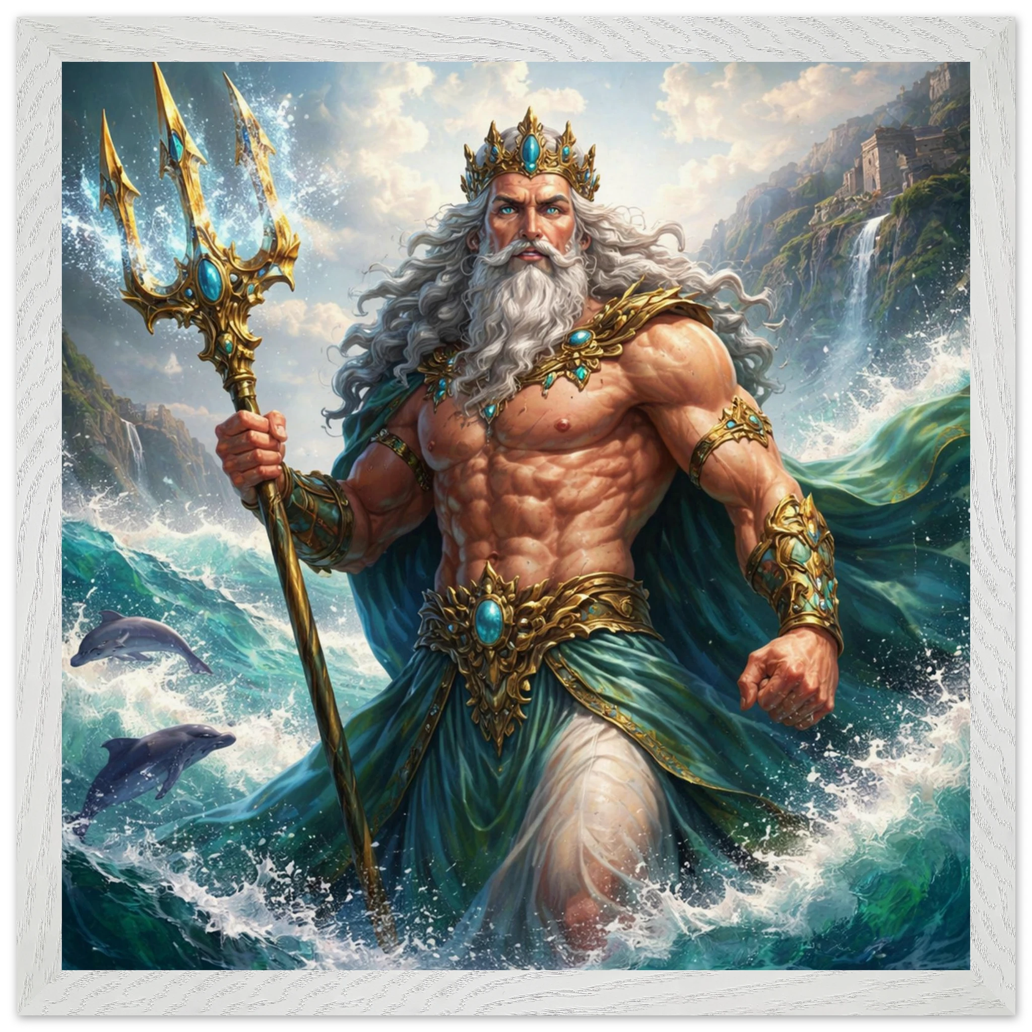 Poseidon – Mythologie Fine Art Print mit Rahmen | babasan