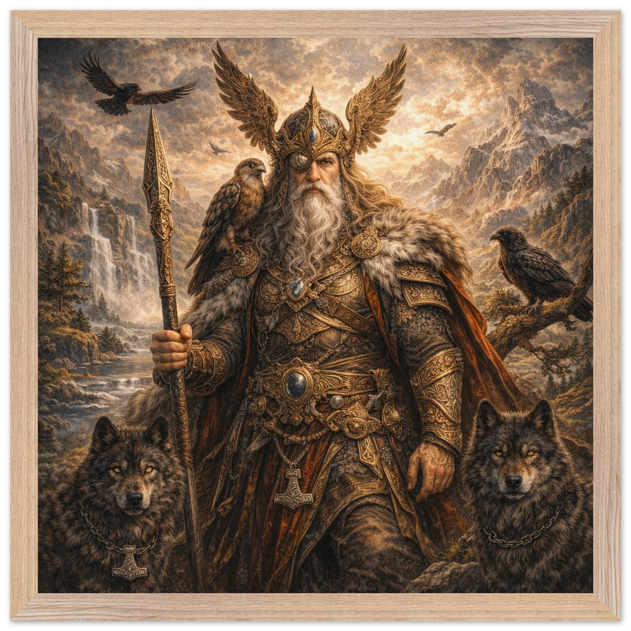 Odin – Mythologie Fine Art Print mit Rahmen | babasan