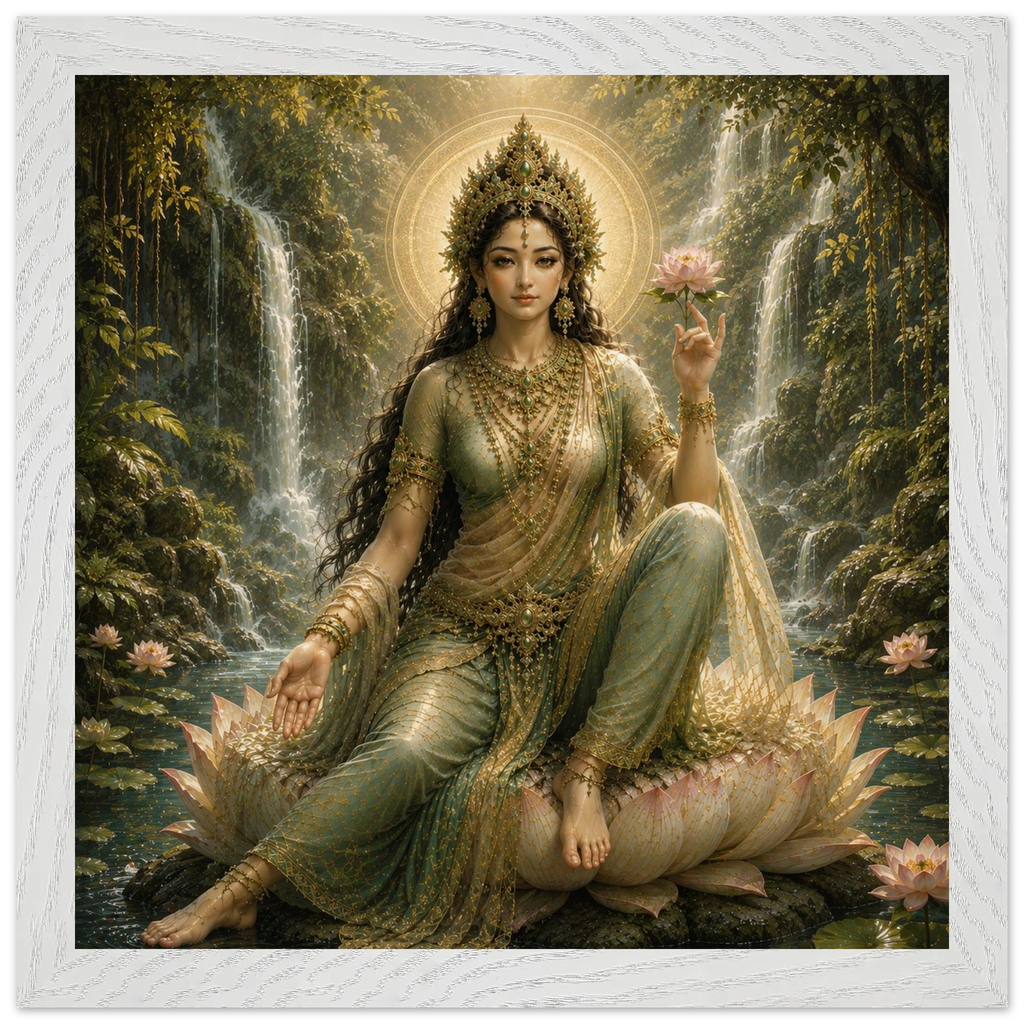 Grüne Tara – Mythologie Fine Art Print mit Rahmen | babasan
