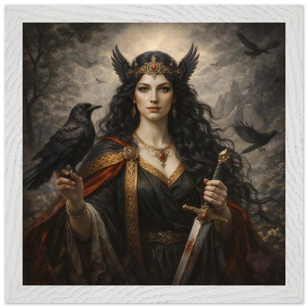 Morrigan – Mythologie Fine Art Print mit Rahmen | babasan