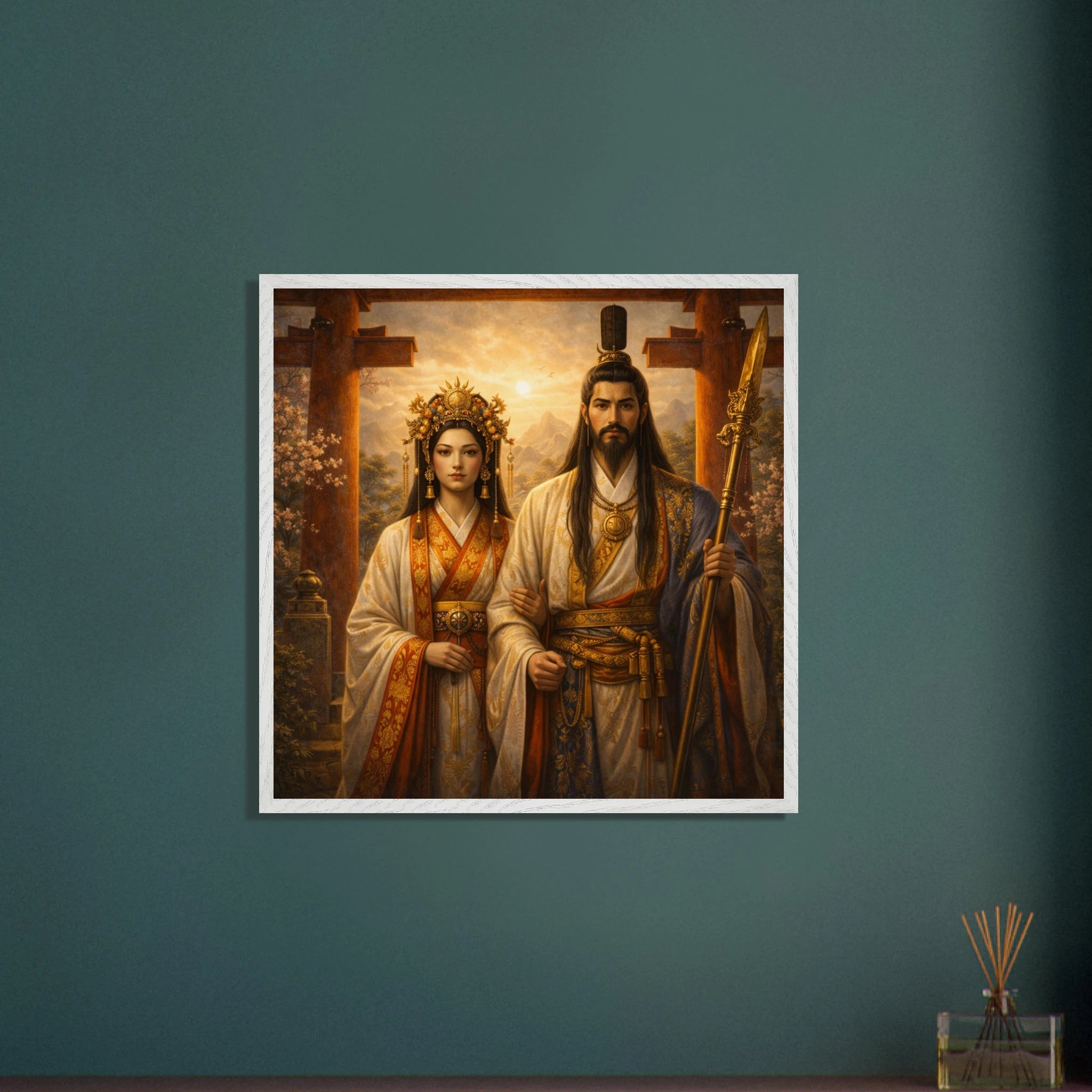 Izanagi Izanami – Mythologie Fine Art Print mit Rahmen | babasan