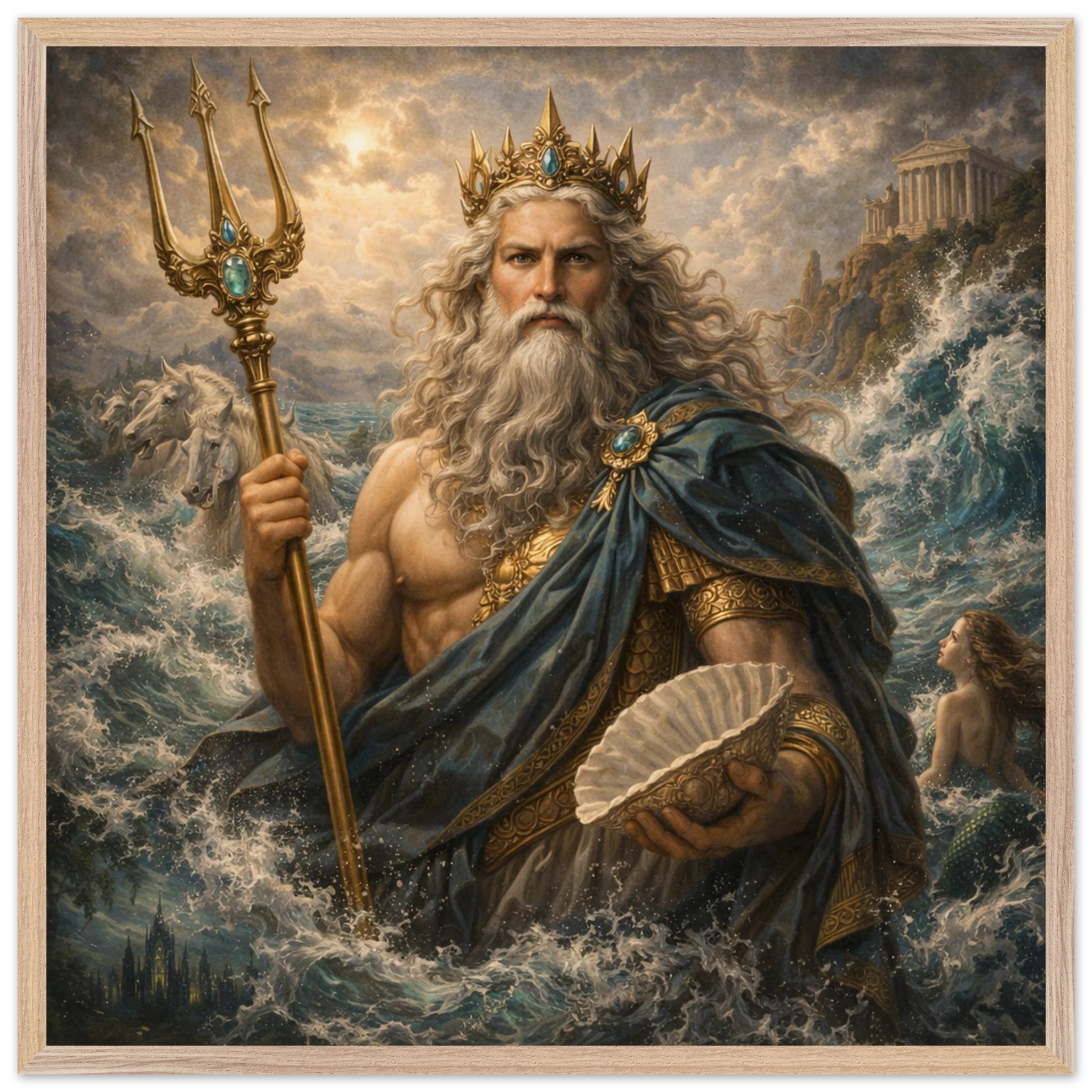 Neptun – Mythologie Fine Art Print mit Rahmen | babasan