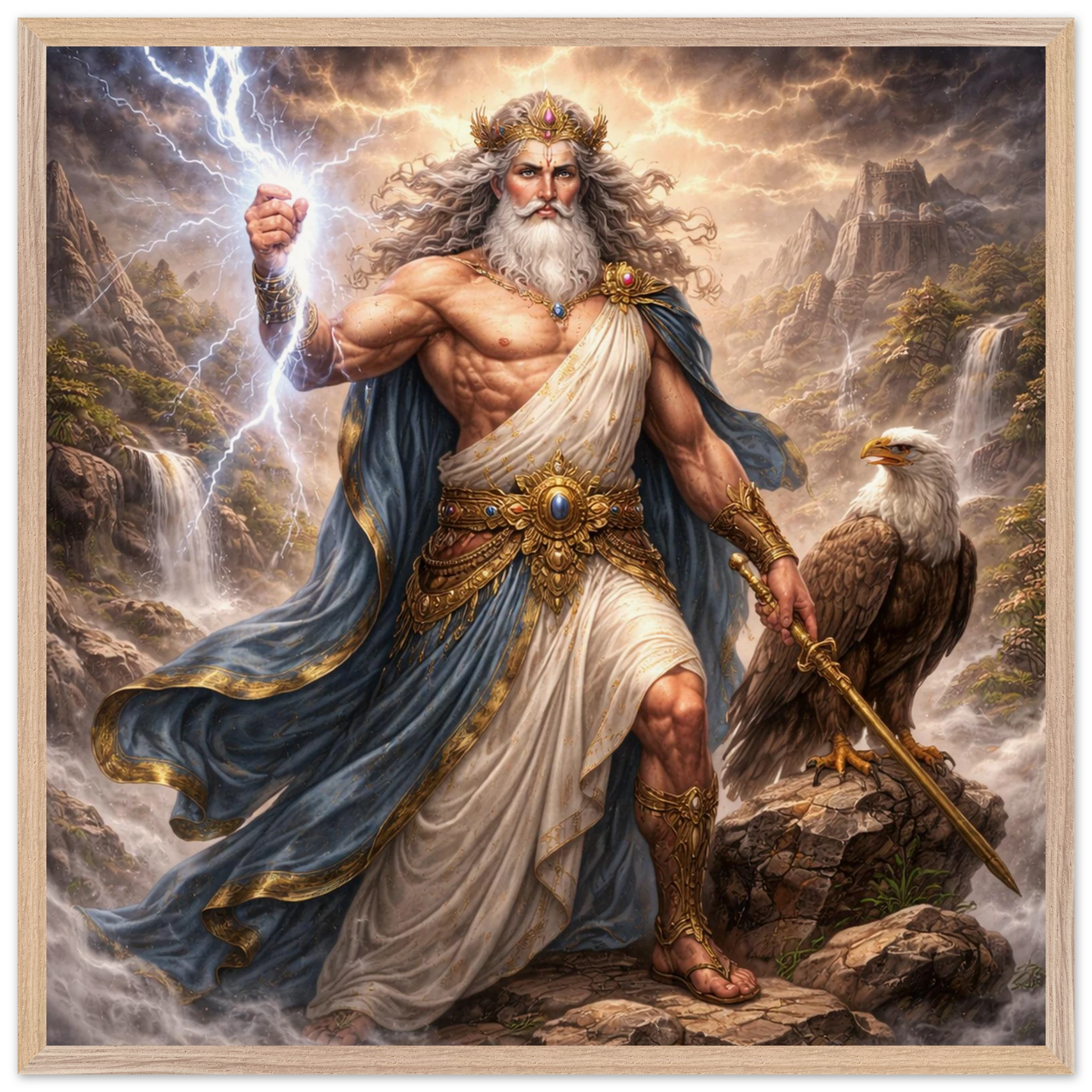 Zeus – Mythologie Fine Art Print mit Rahmen | babasan