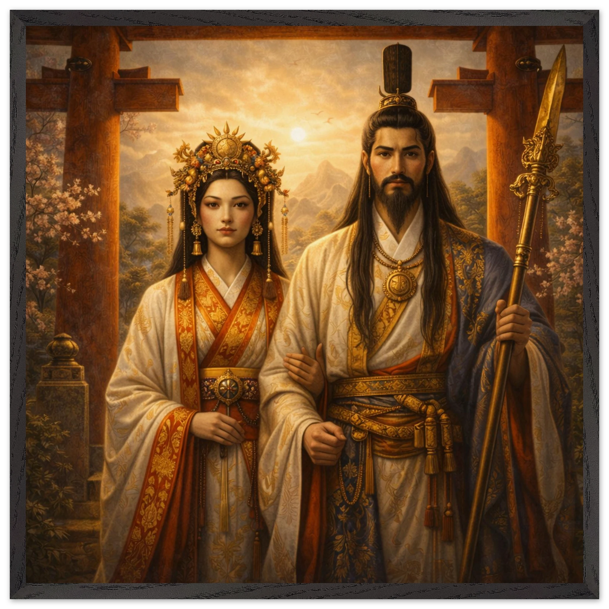Izanagi Izanami – Mythologie Fine Art Print mit Rahmen | babasan