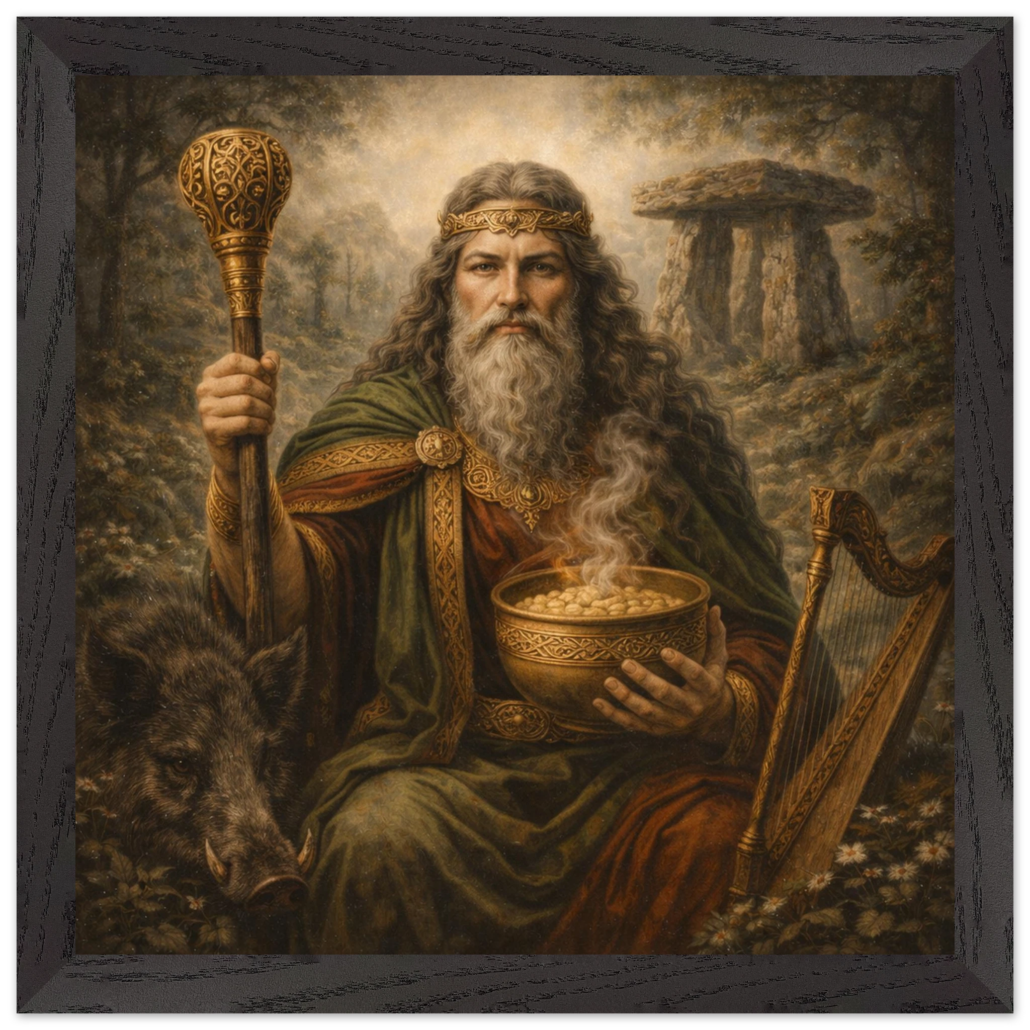 Dagda – Mythologie Fine Art Print mit Rahmen | babasan