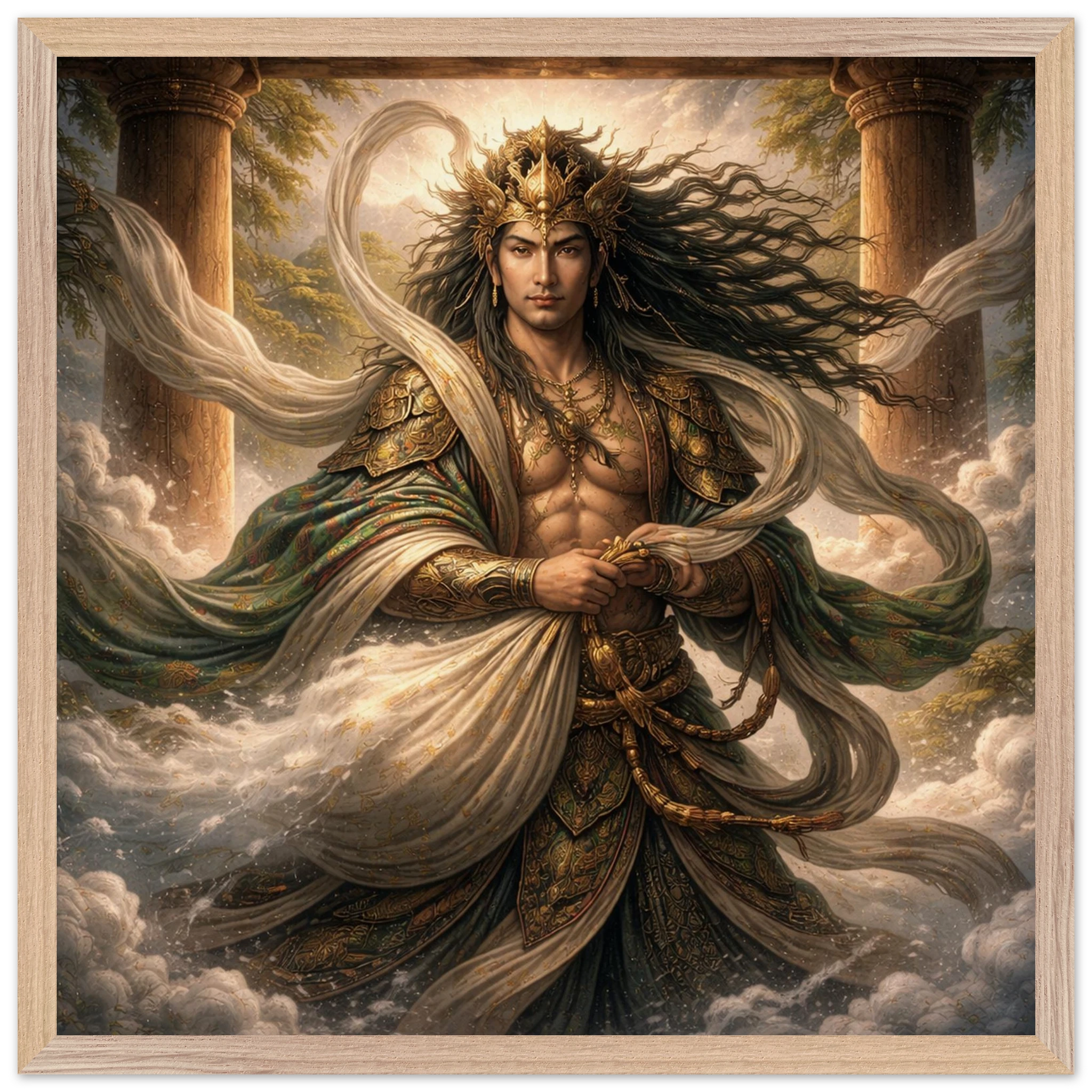 Fūjin – Mythologie Fine Art Print mit Rahmen | babasan