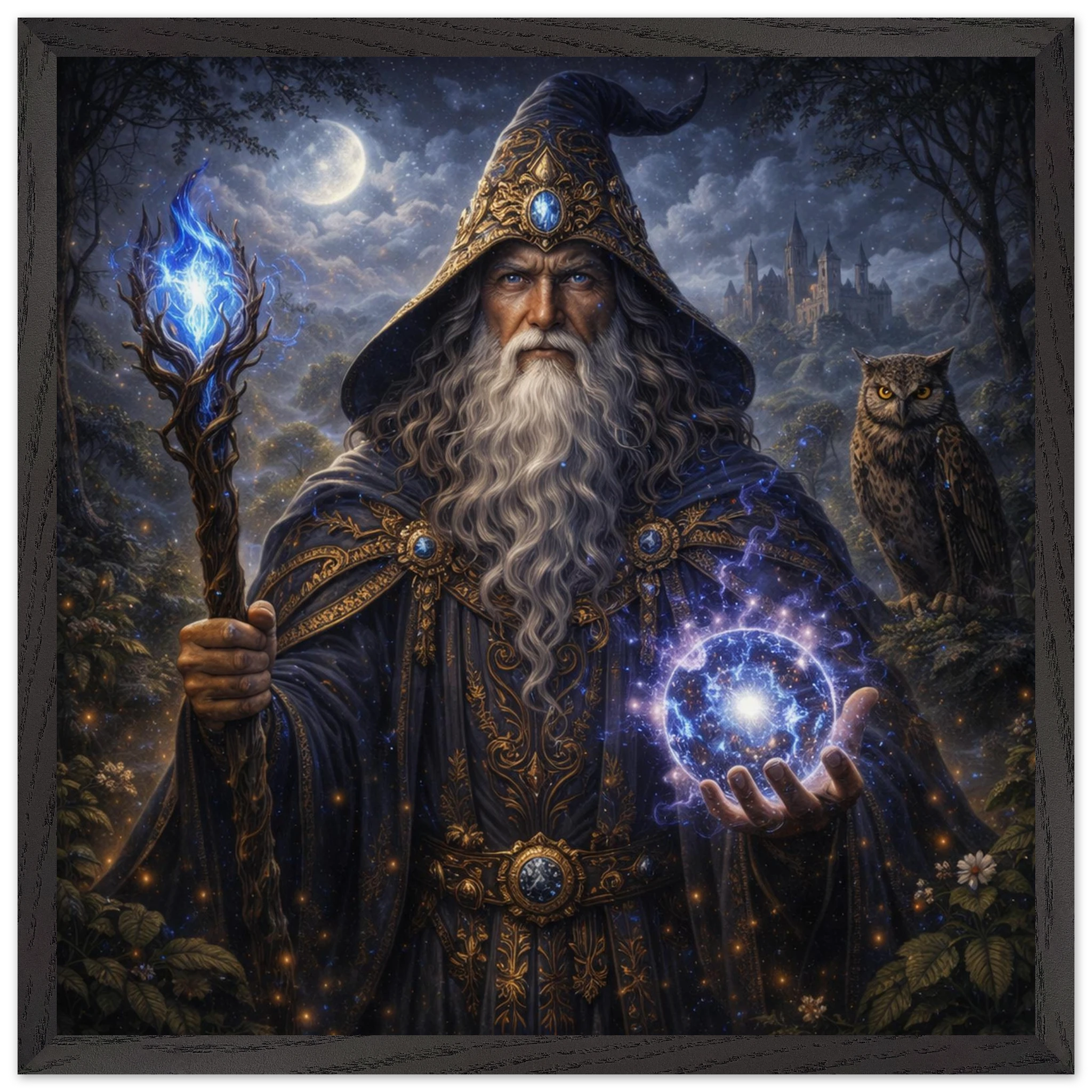 Merlin – Mythologie Fine Art Print mit Rahmen | babasan