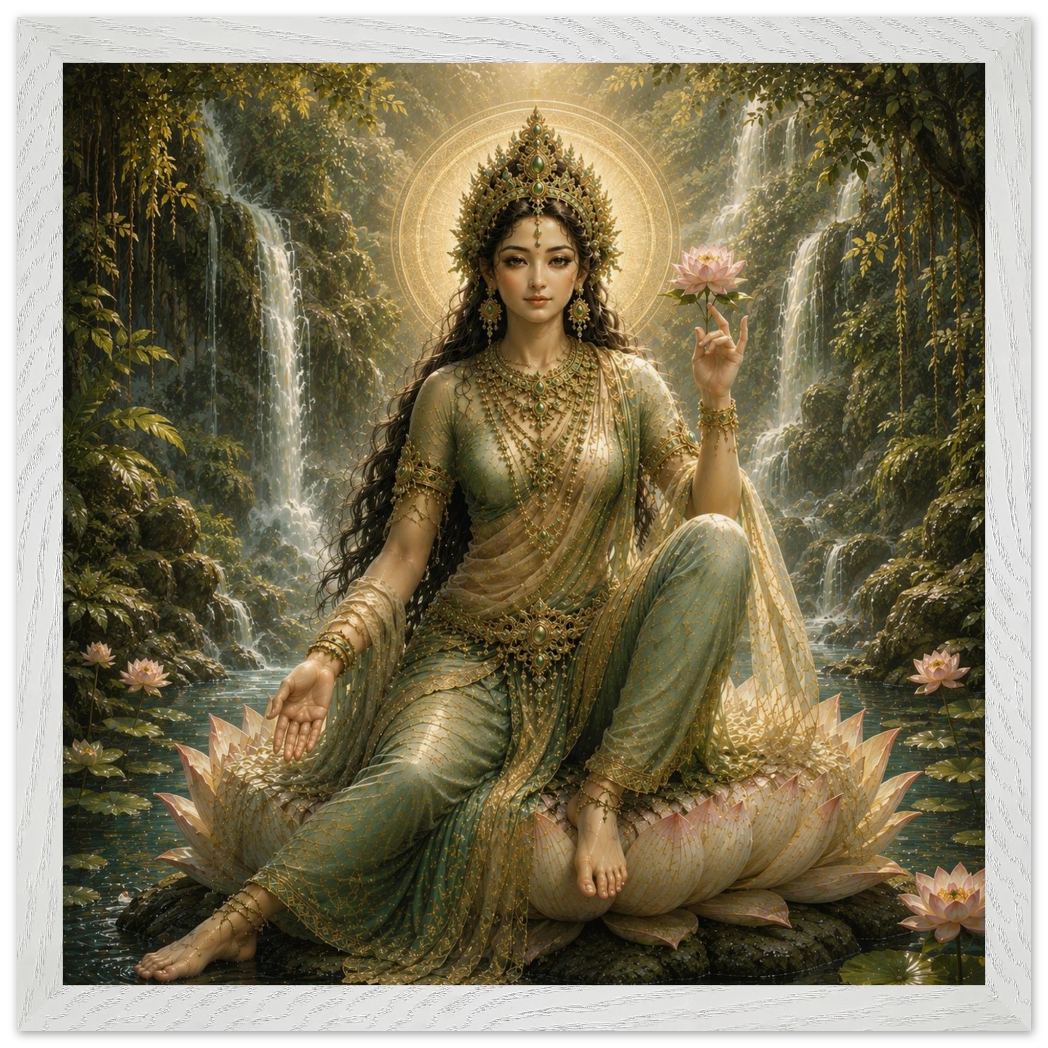 Grüne Tara – Mythologie Fine Art Print mit Rahmen | babasan