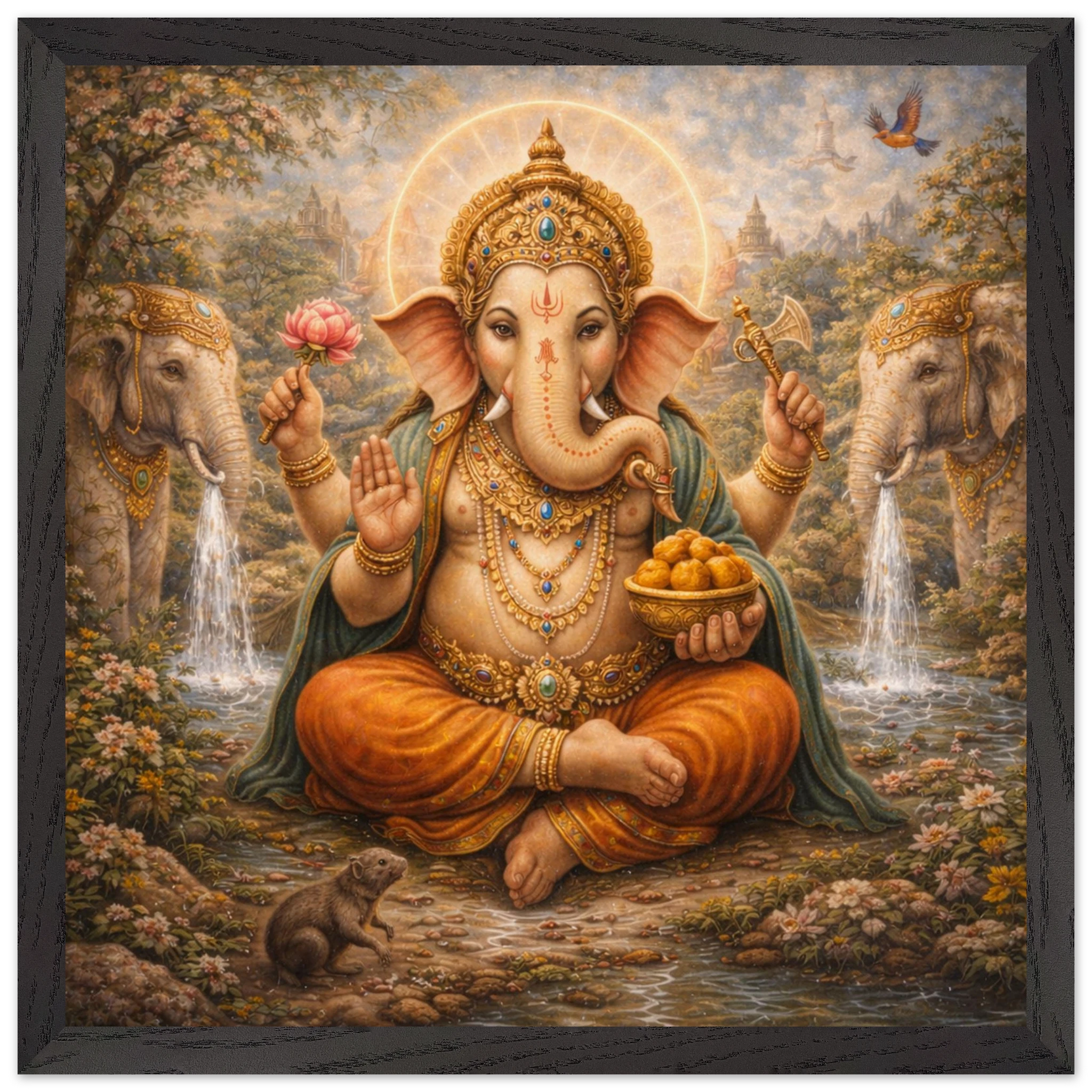 Ganesha – Mythologie Fine Art Print mit Rahmen | babasan