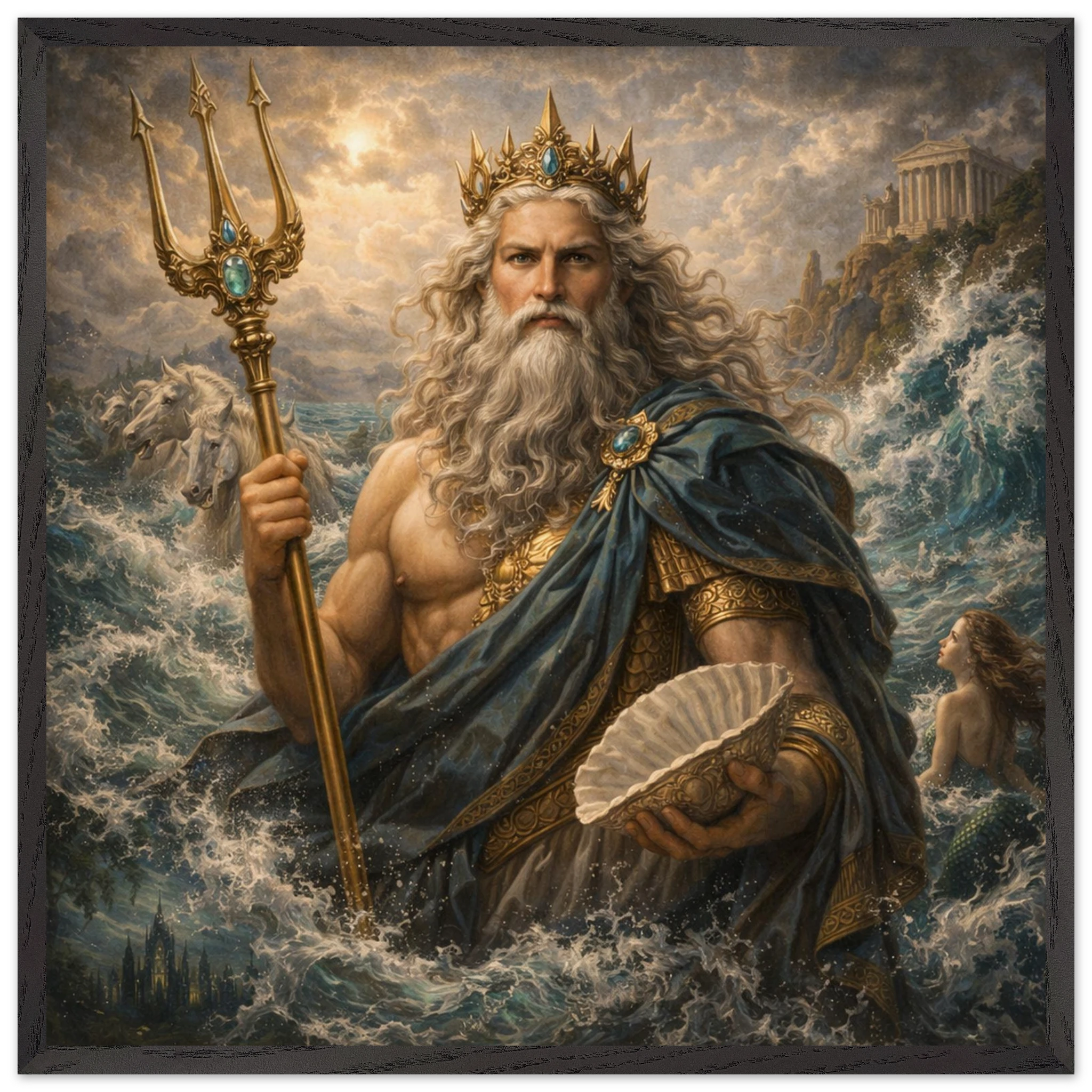 Neptun – Mythologie Fine Art Print mit Rahmen | babasan