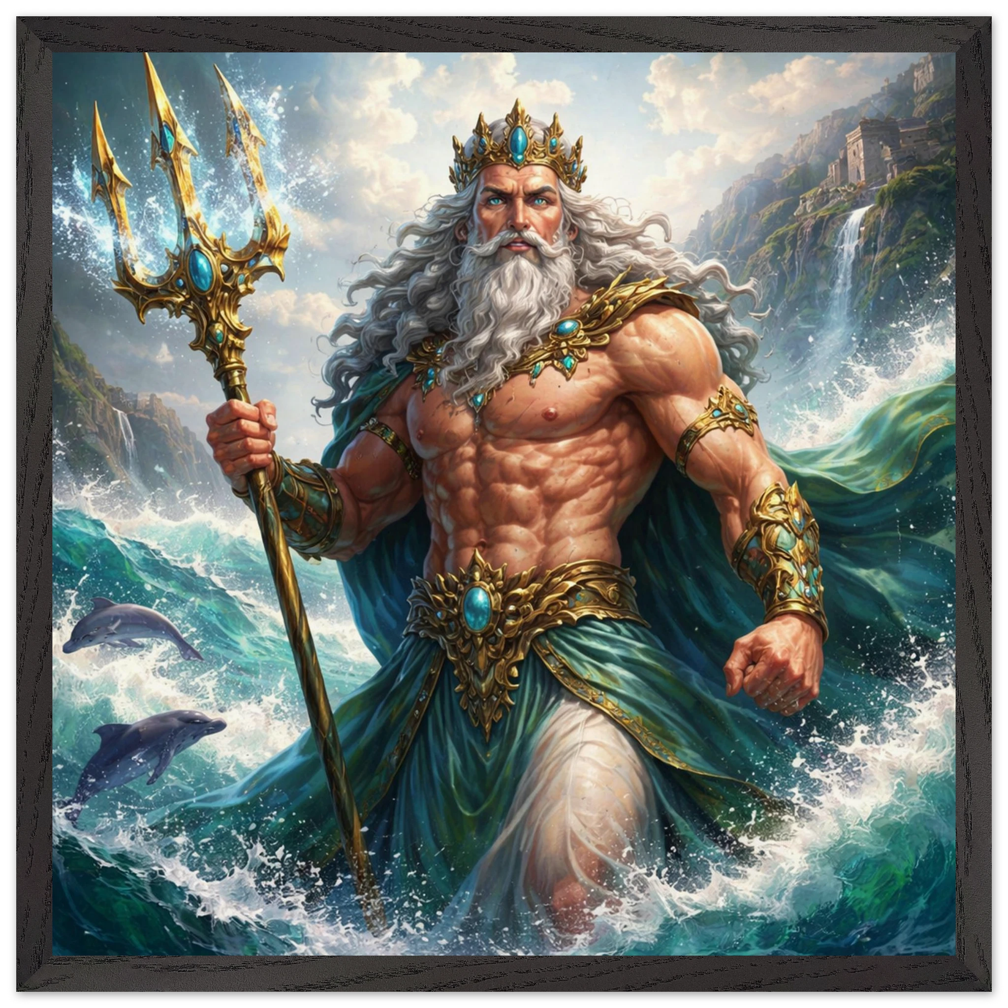 Poseidon – Mythologie Fine Art Print mit Rahmen | babasan