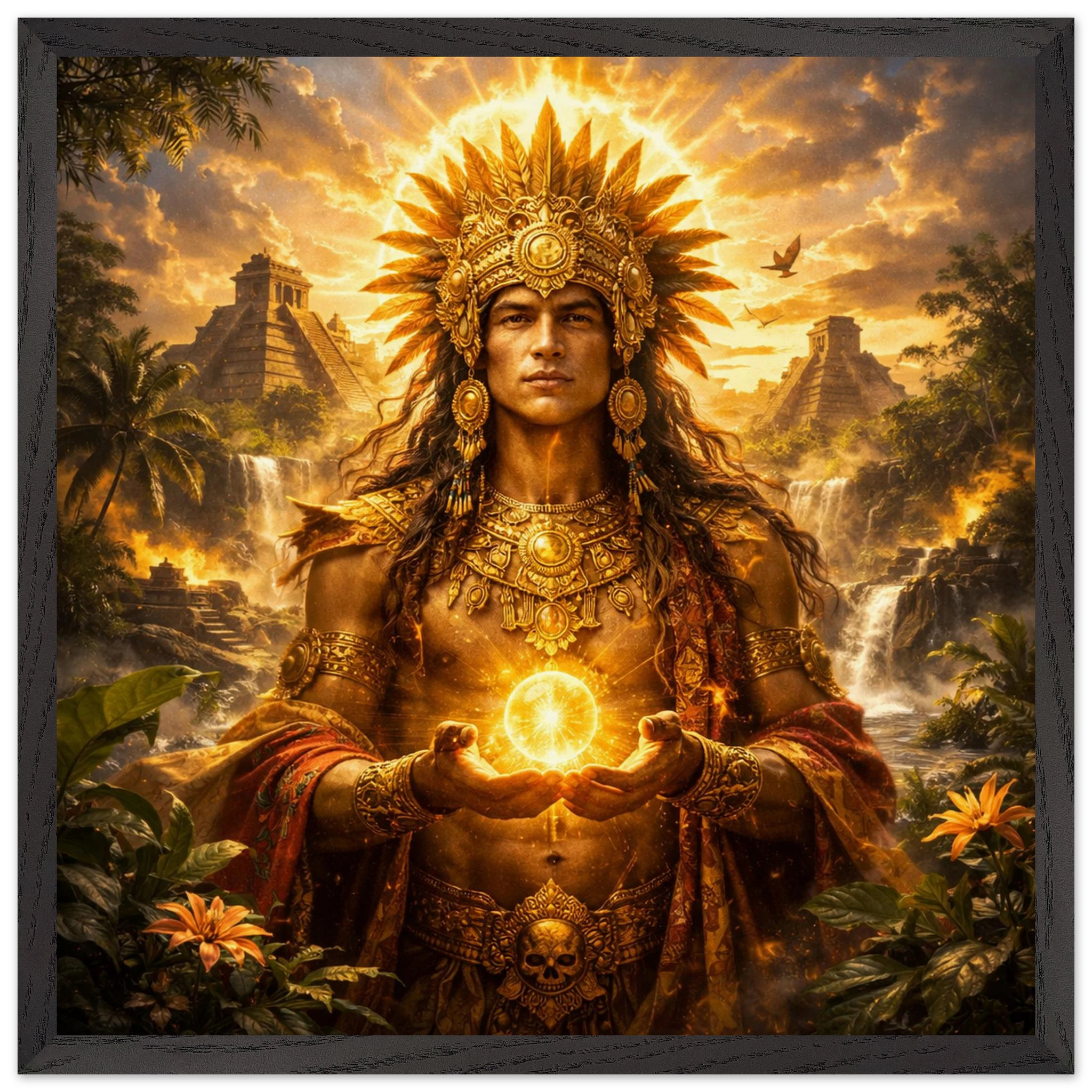 Kinich Ahau – Mythologie Fine Art Print mit Rahmen | babasan