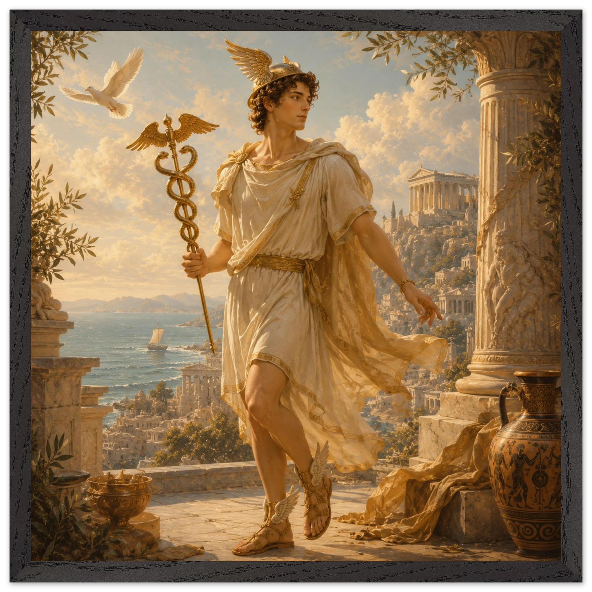 Hermes – Mythologie Fine Art Print mit Rahmen | babasan