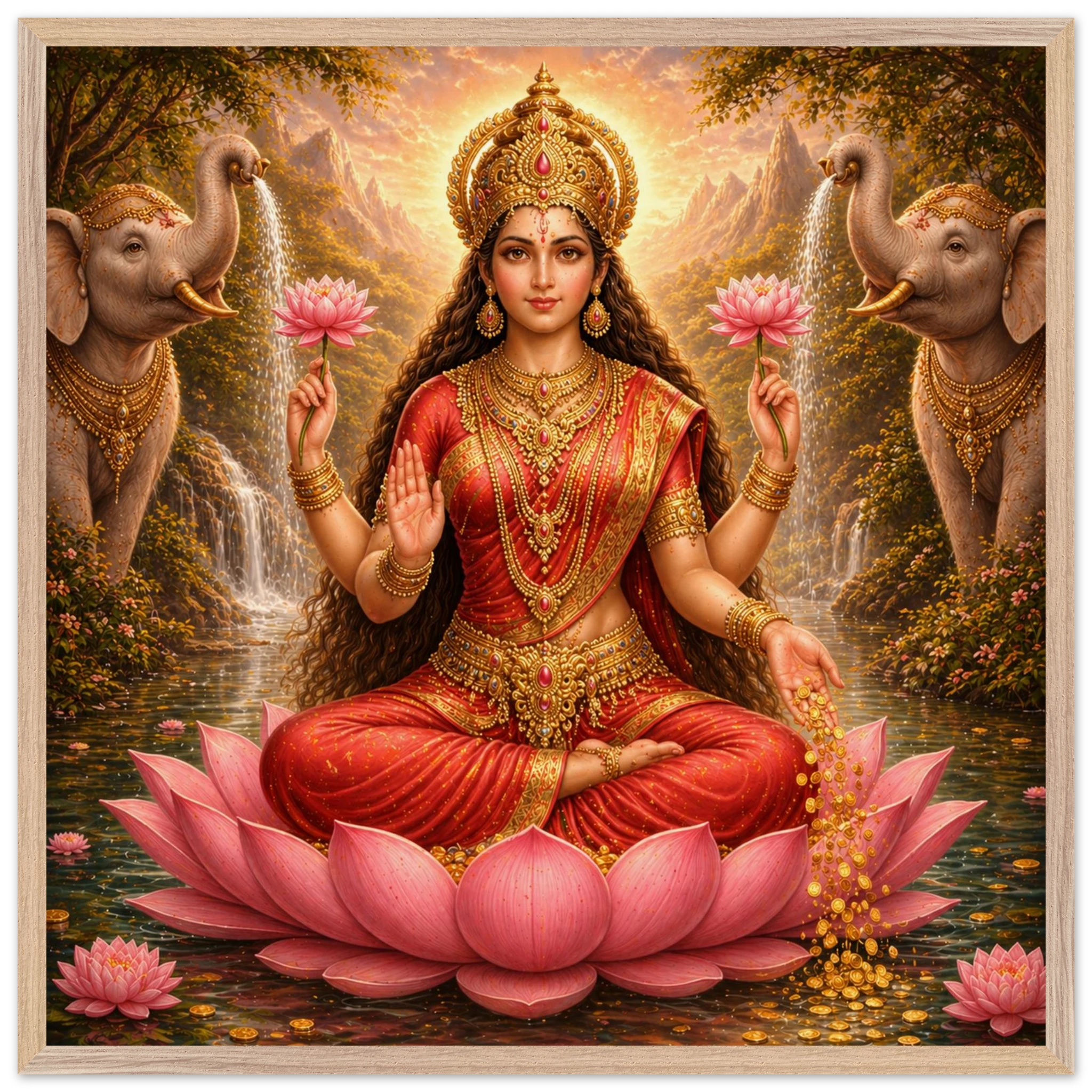 Lakshmi – Mythologie Fine Art Print mit Rahmen | babasan