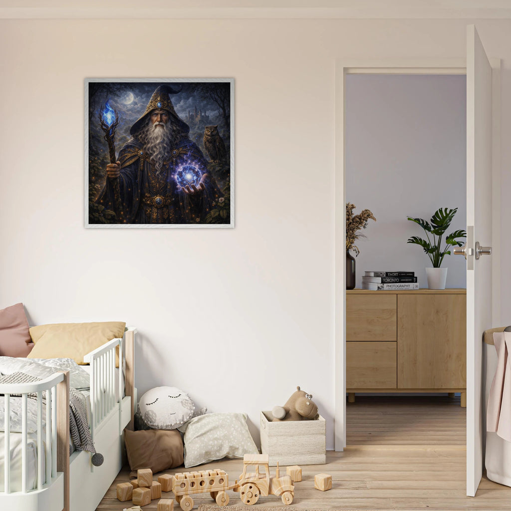 Merlin – Mythologie Fine Art Print mit Rahmen | babasan
