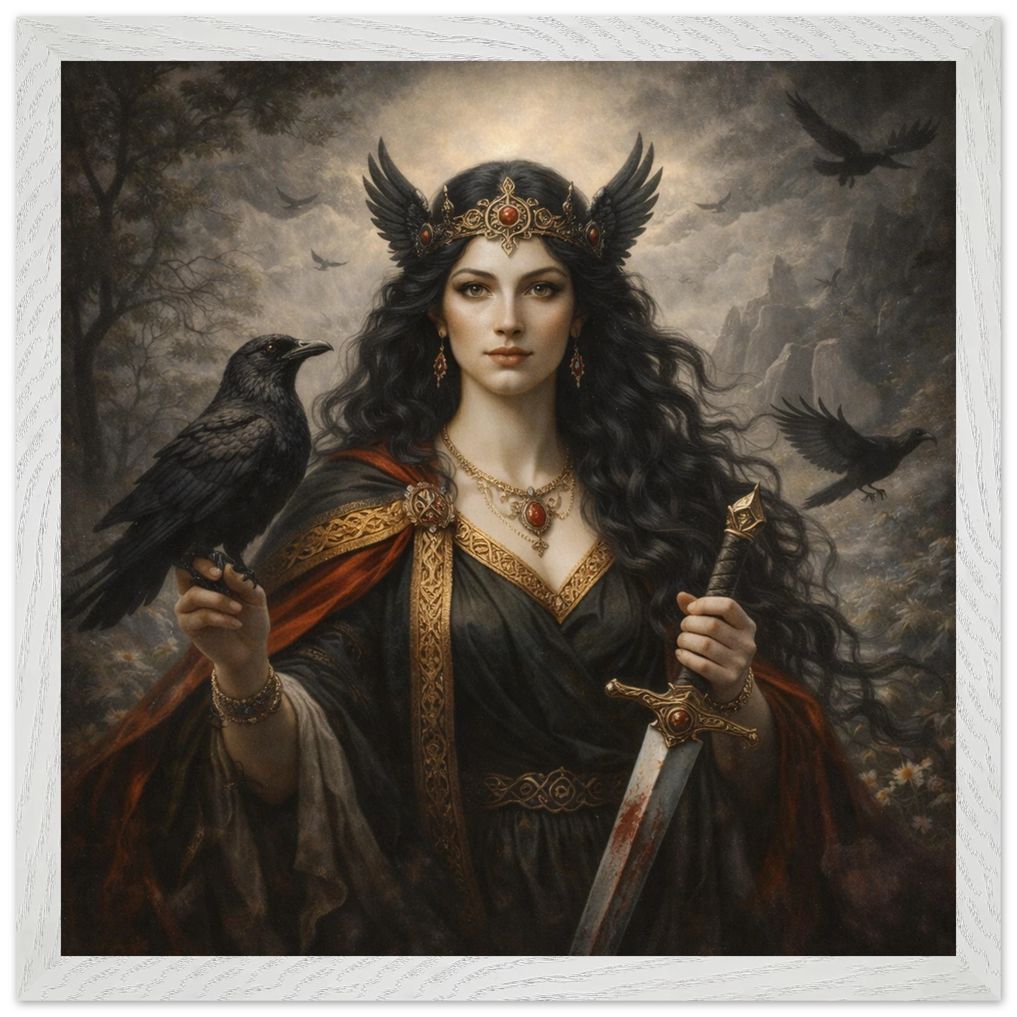 Morrigan – Mythologie Fine Art Print mit Rahmen | babasan