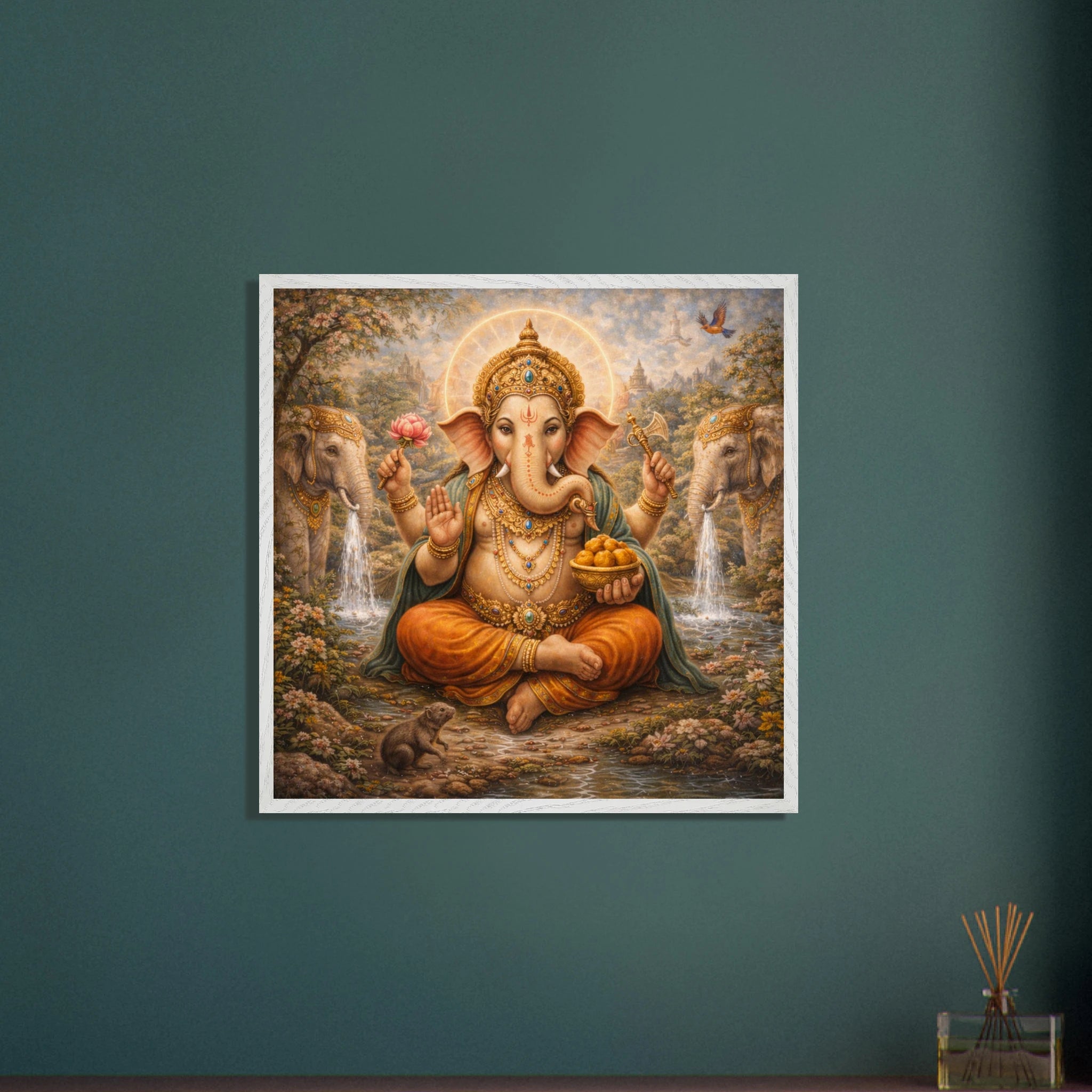 Ganesha – Mythologie Fine Art Print mit Rahmen | babasan