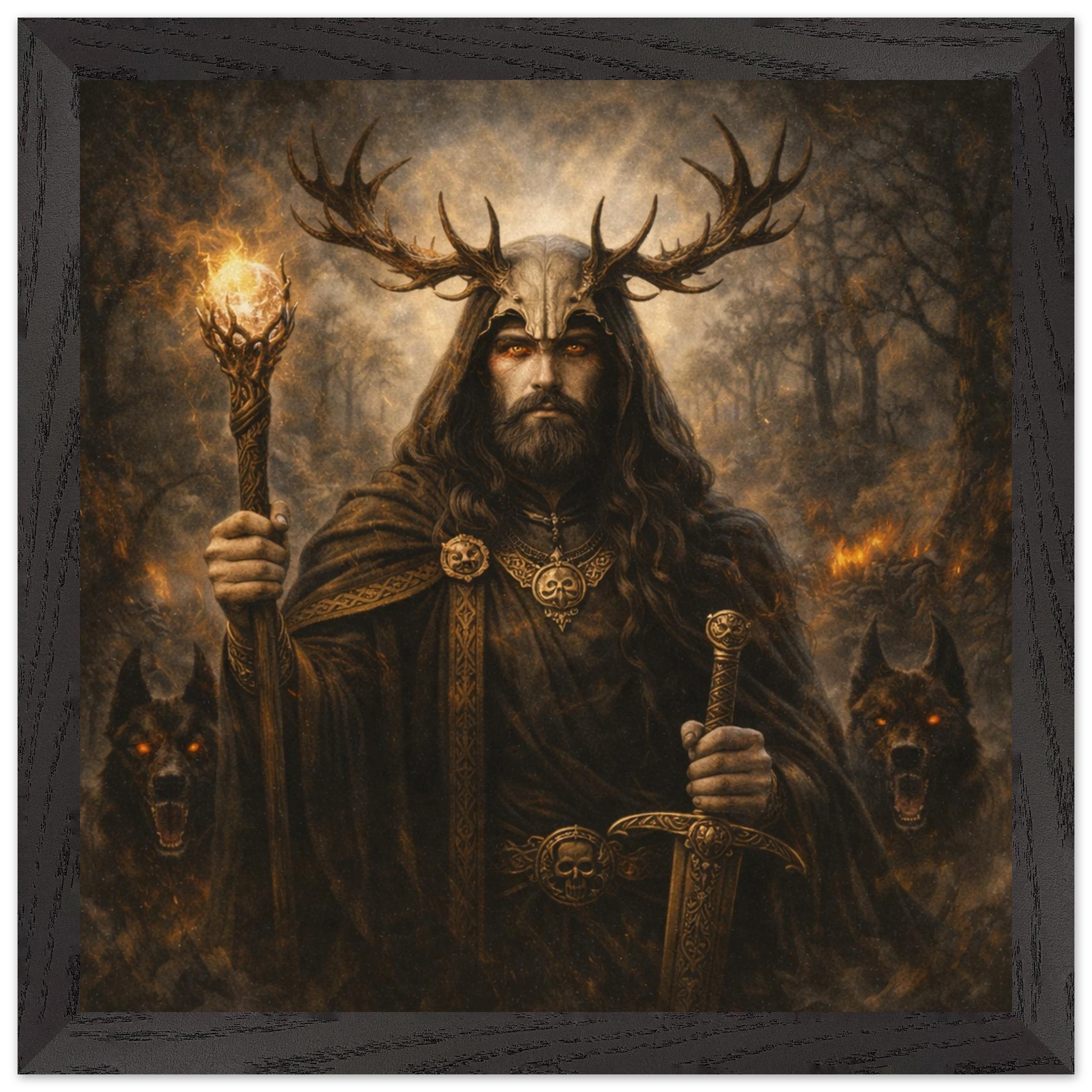 Arawn – Mythologie Fine Art Print mit Rahmen | babasan