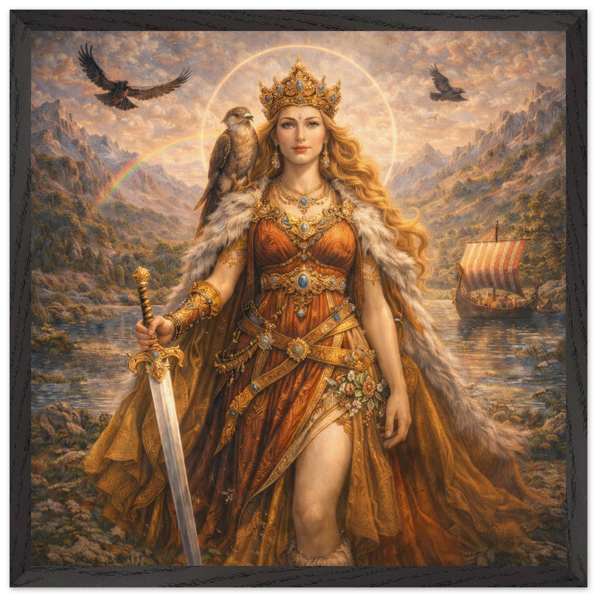 Freya – Mythologie Fine Art Print mit Rahmen | babasan