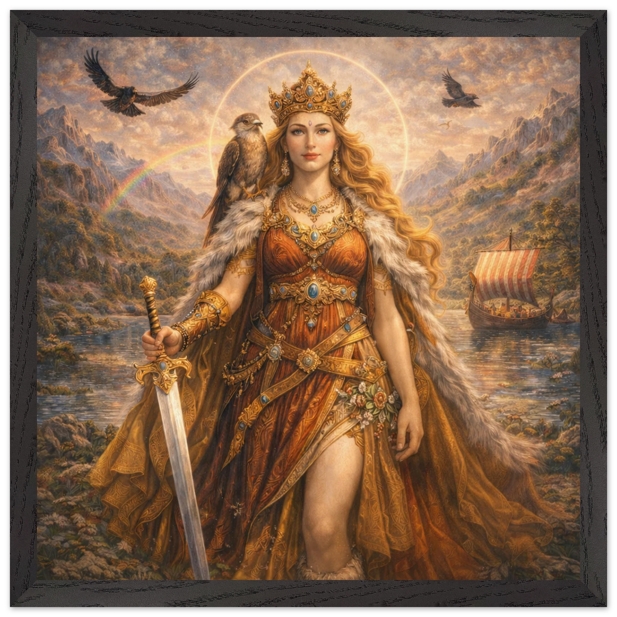 Freya – Mythologie Fine Art Print mit Rahmen | babasan