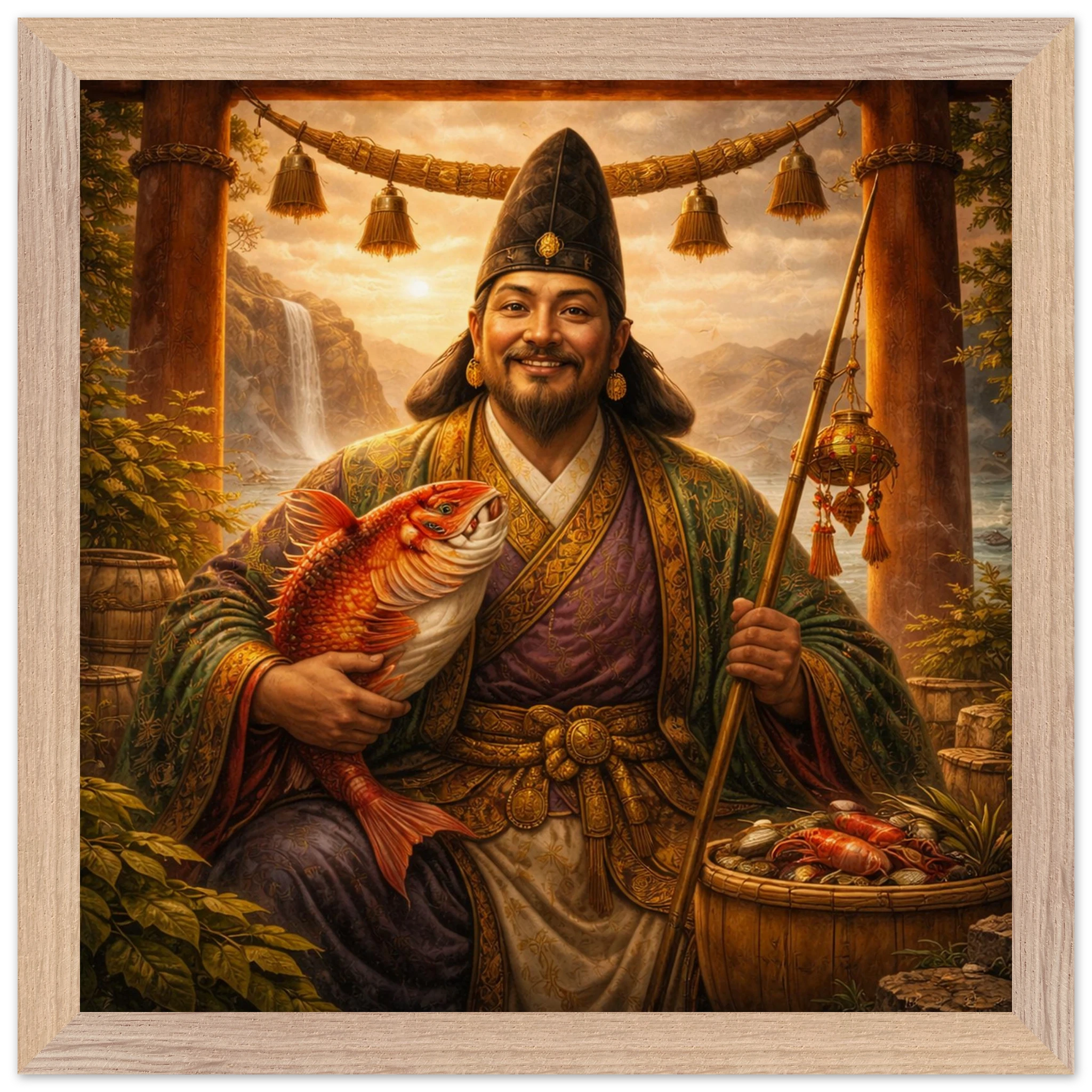 Ebisu – Mythologie Fine Art Print mit Rahmen | babasan
