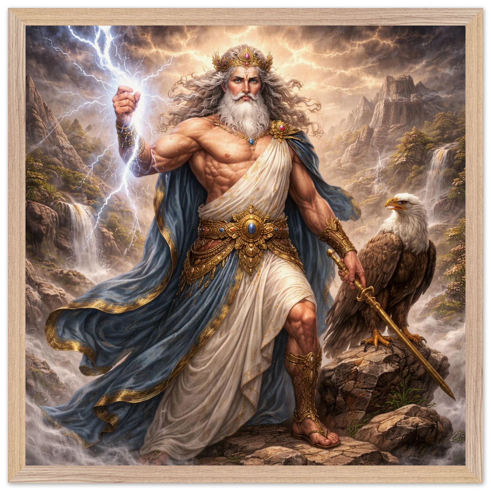 Zeus – Mythologie Fine Art Print mit Rahmen | babasan