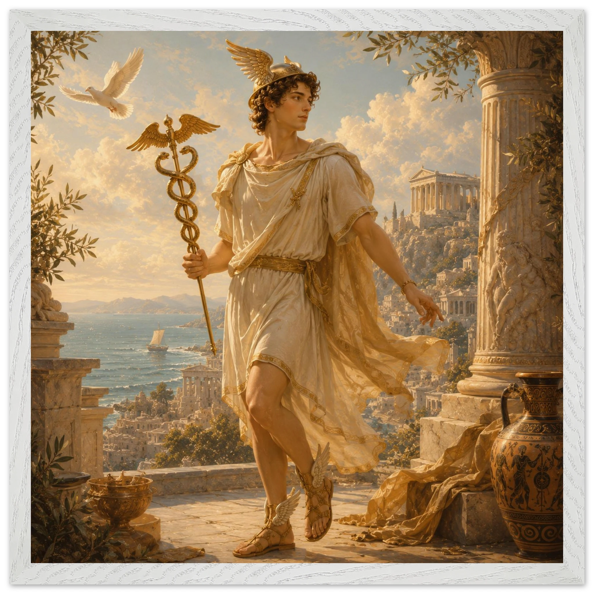 Hermes – Mythologie Fine Art Print mit Rahmen | babasan
