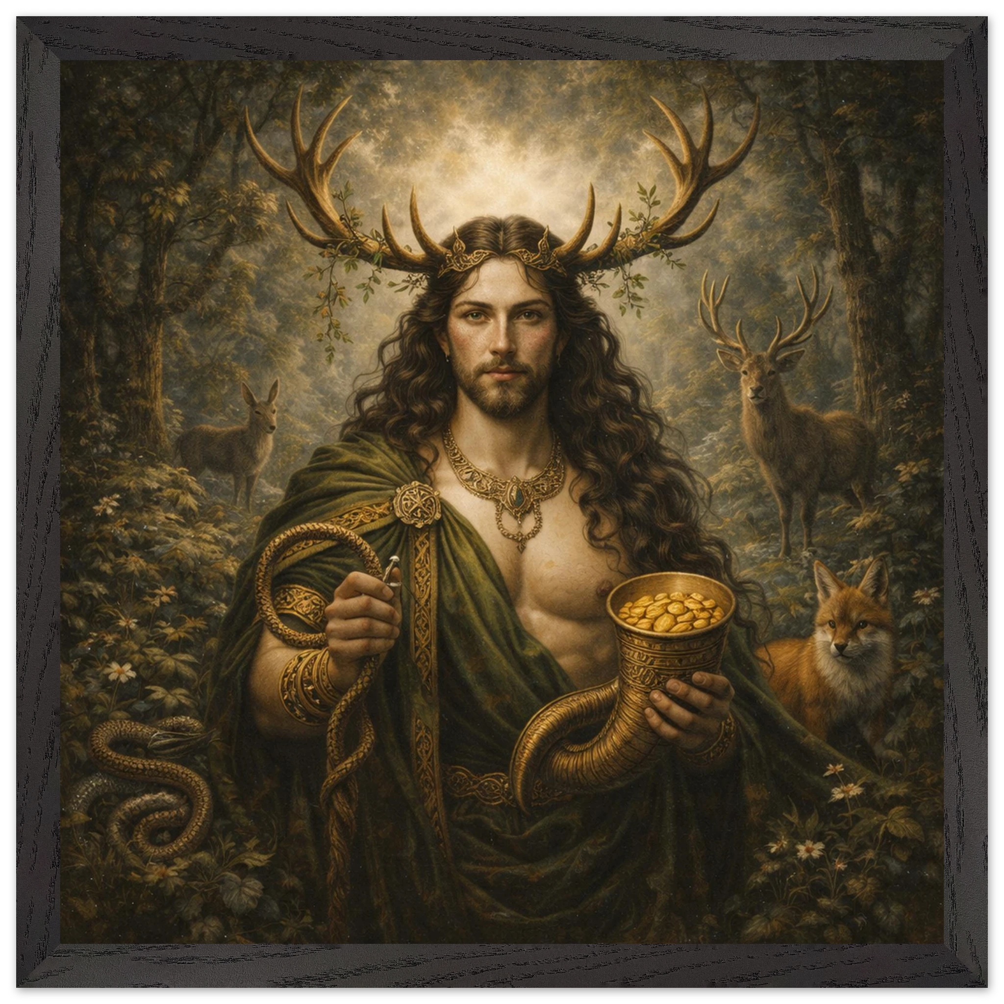 Cernunnos – Mythologie Fine Art Print mit Rahmen | babasan