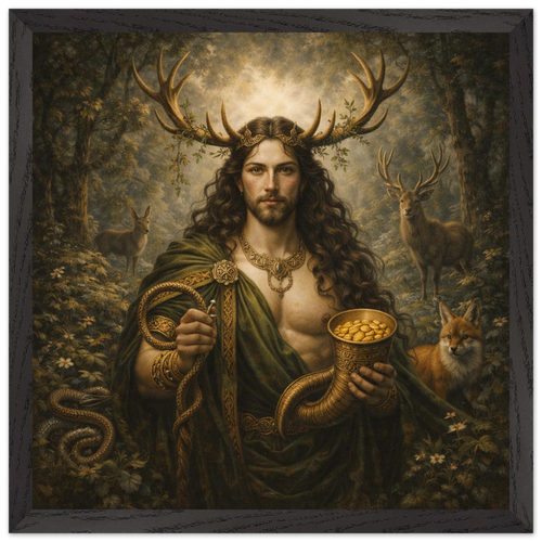 Cernunnos – Mythologie Fine Art Print mit Rahmen | babasan
