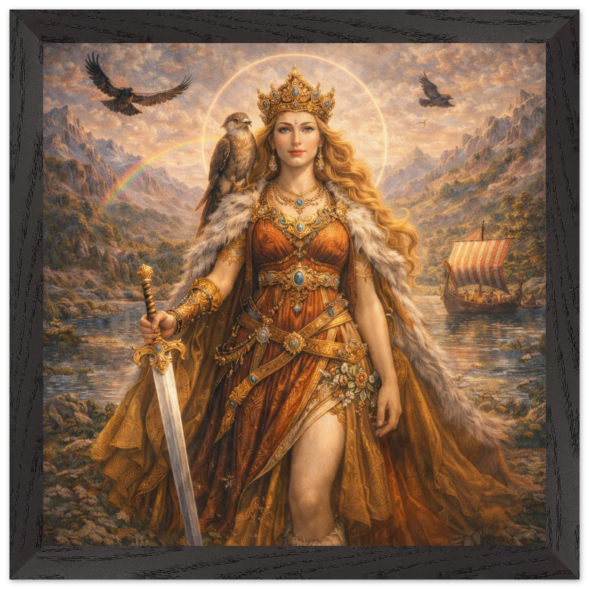 Freya – Mythologie Fine Art Print mit Rahmen | babasan