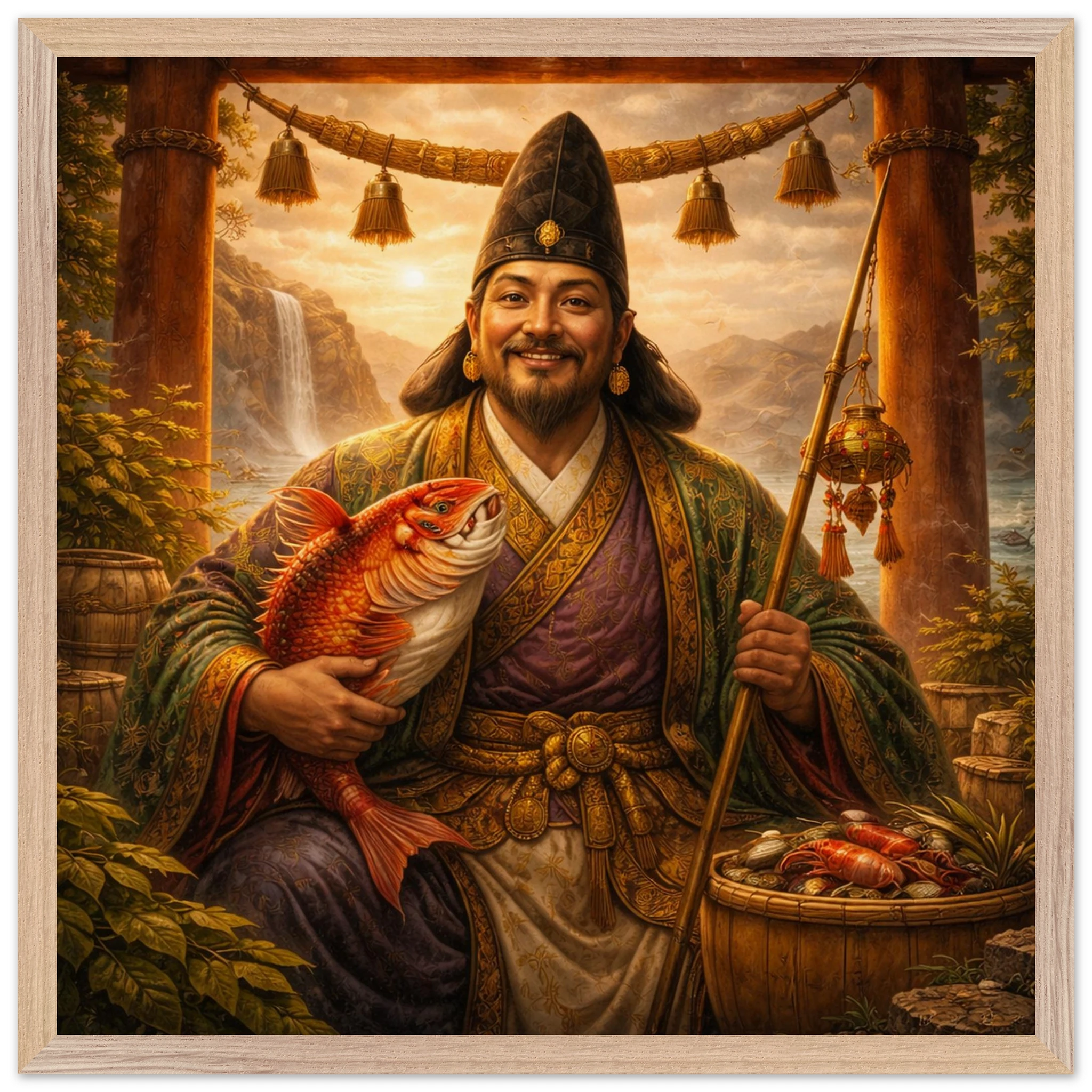Ebisu – Mythologie Fine Art Print mit Rahmen | babasan