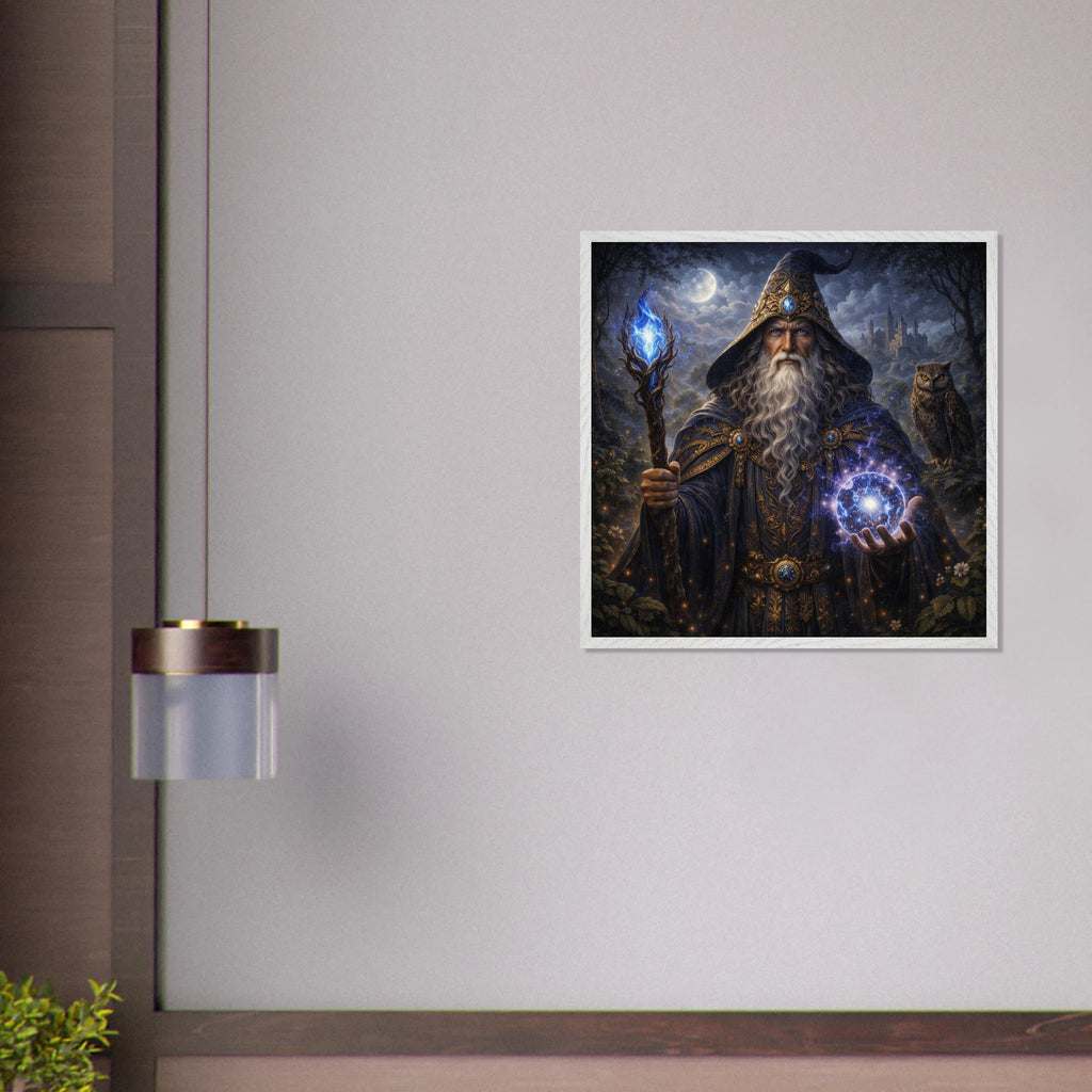 Merlin – Mythologie Fine Art Print mit Rahmen | babasan