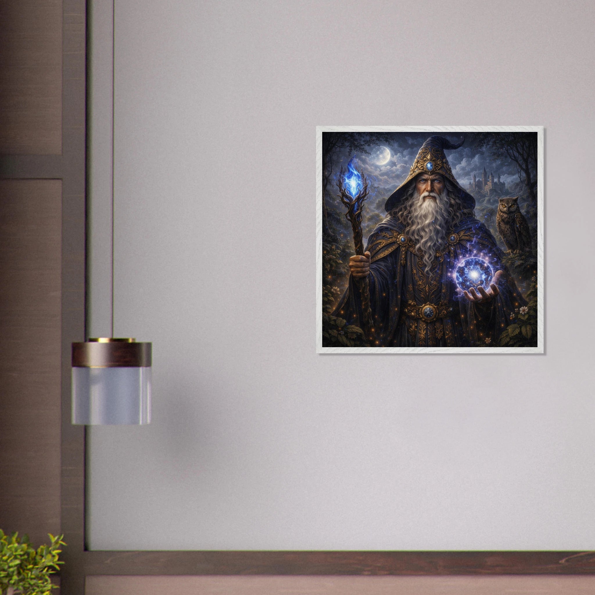 Merlin – Mythologie Fine Art Print mit Rahmen | babasan