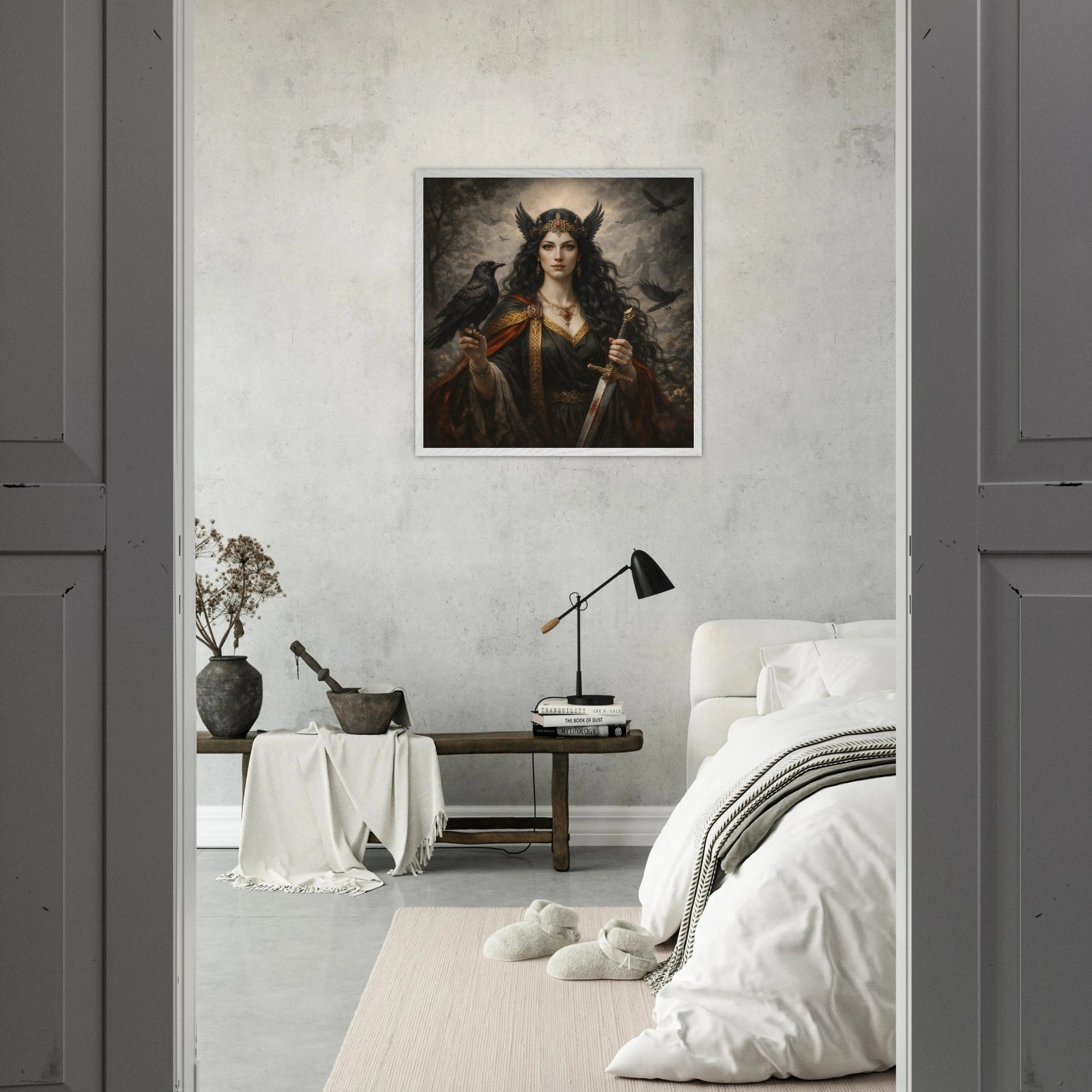 Morrigan – Mythologie Fine Art Print mit Rahmen | babasan