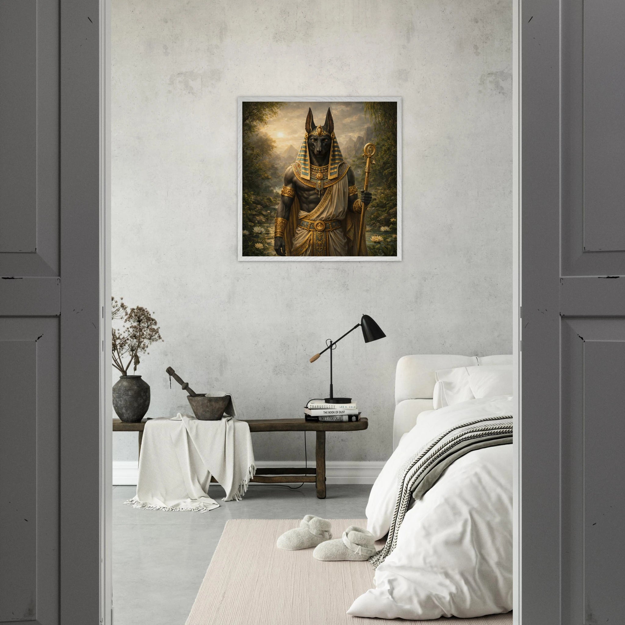 Anubis – Mythologie Fine Art Print mit Rahmen | babasan