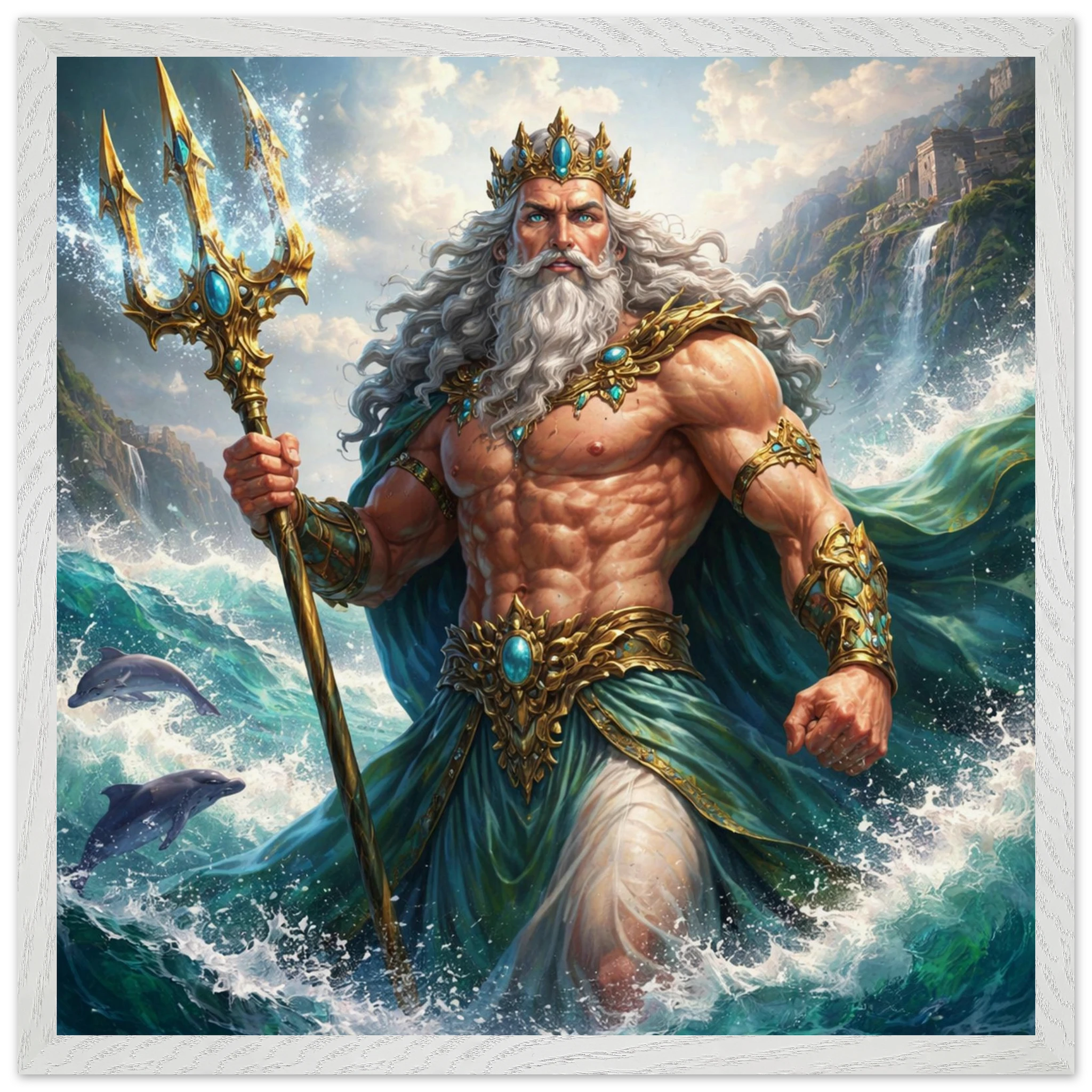 Poseidon – Mythologie Fine Art Print mit Rahmen | babasan
