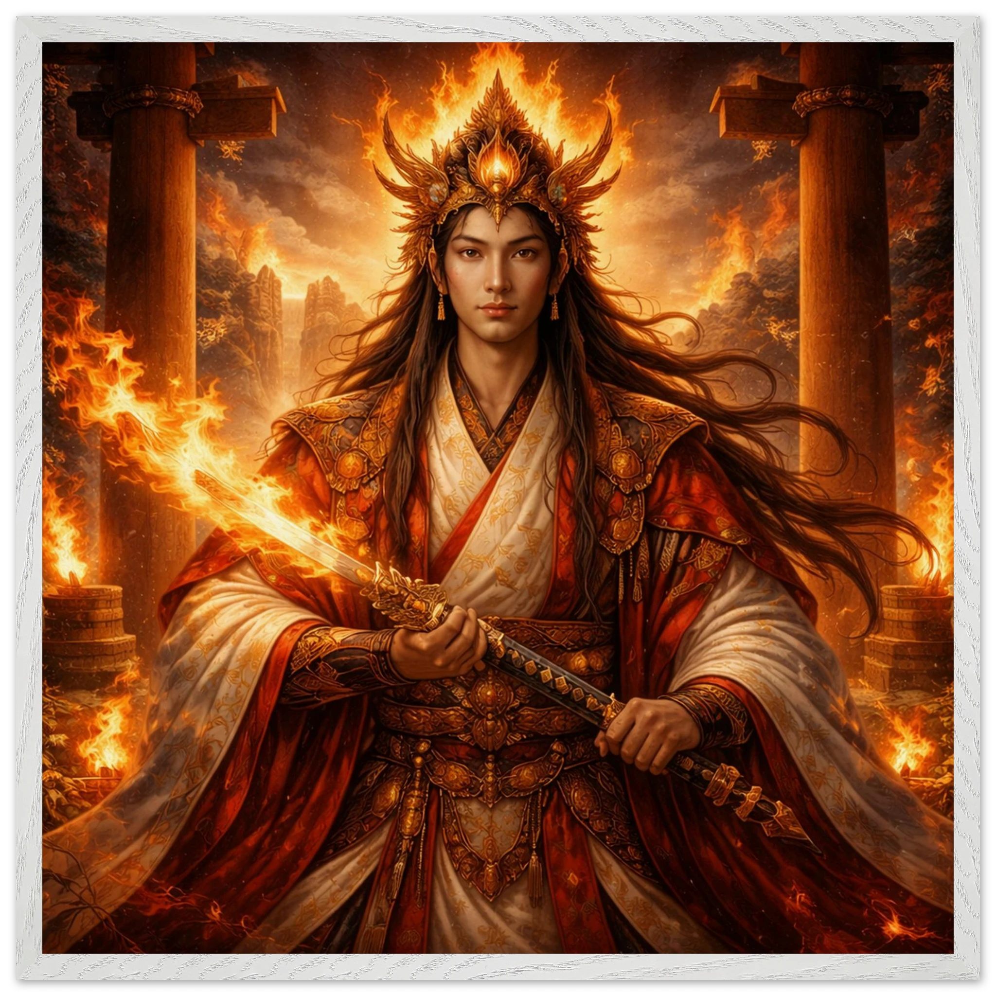 Kagutsuchi – Mythologie Fine Art Print mit Rahmen | babasan