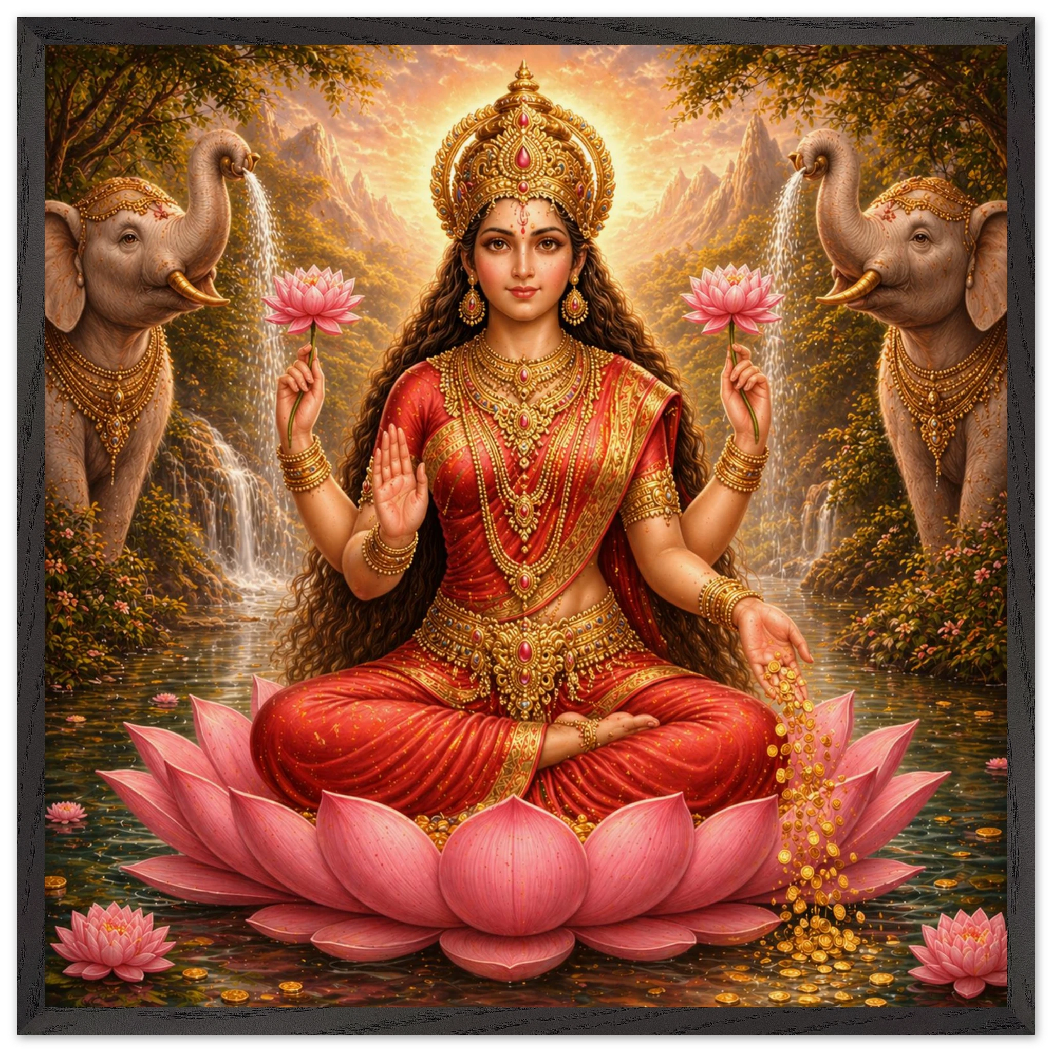 Lakshmi – Mythologie Fine Art Print mit Rahmen | babasan