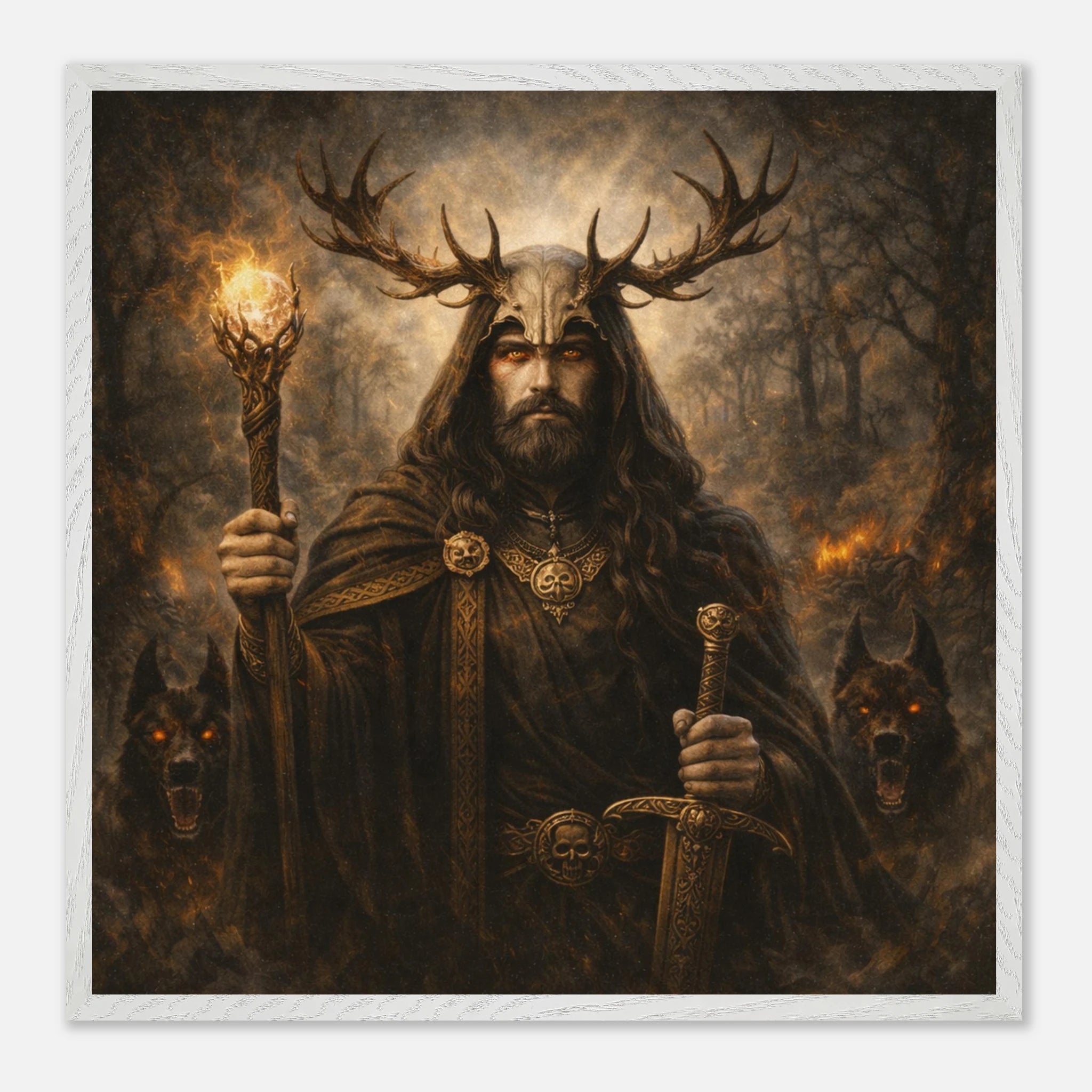 Arawn – Mythologie Fine Art Print mit Rahmen | babasan