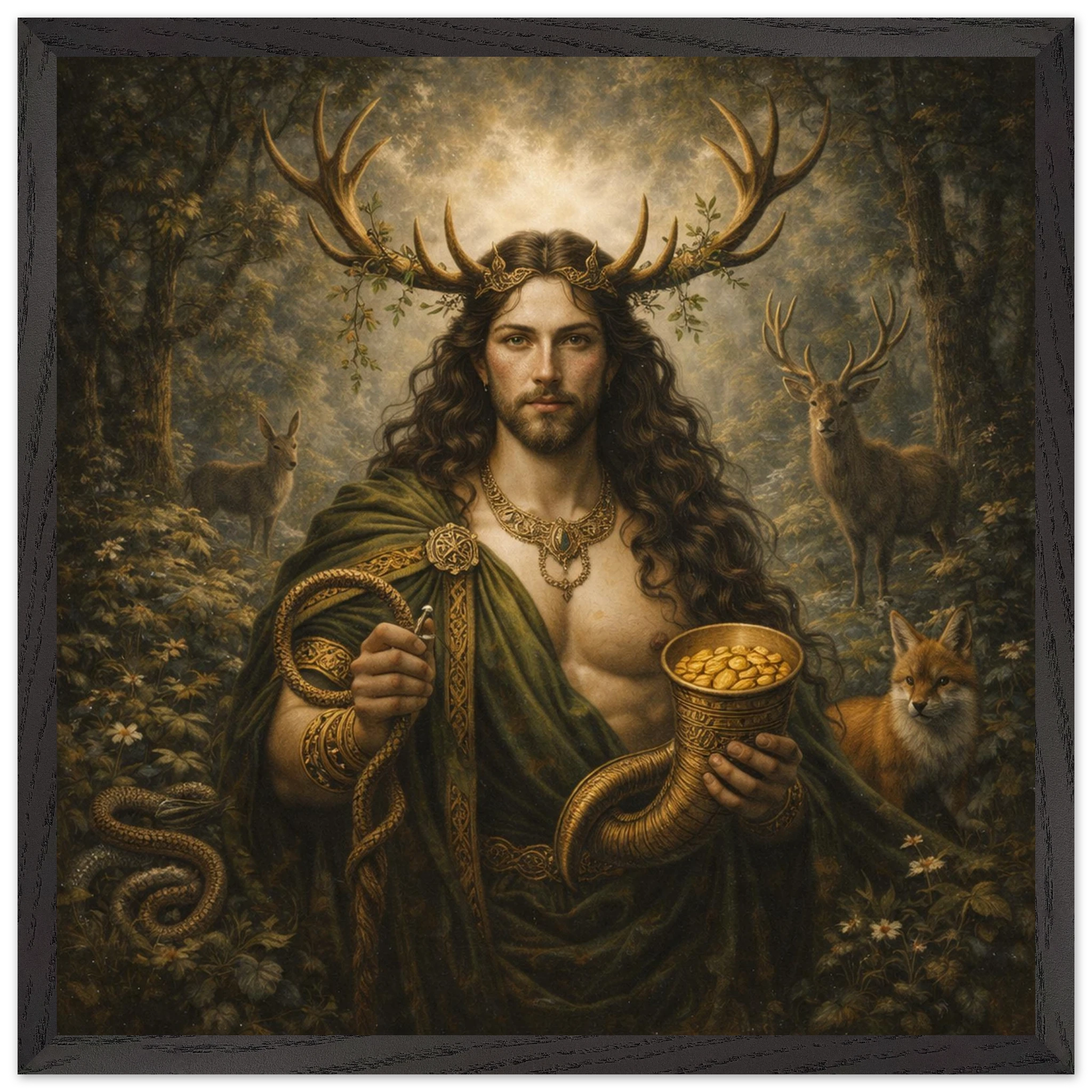 Cernunnos – Mythologie Fine Art Print mit Rahmen | babasan