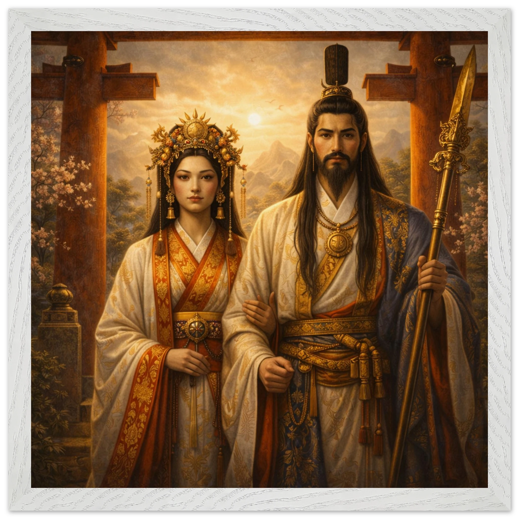 Izanagi Izanami – Mythologie Fine Art Print mit Rahmen | babasan